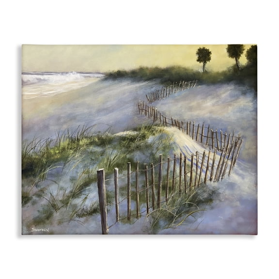 Stupell Industries Coastal Vibe Sea Dunes Landscape & Nature Painting Wrapped Canvas Canvas Art Print Wall Art, 20 x 16