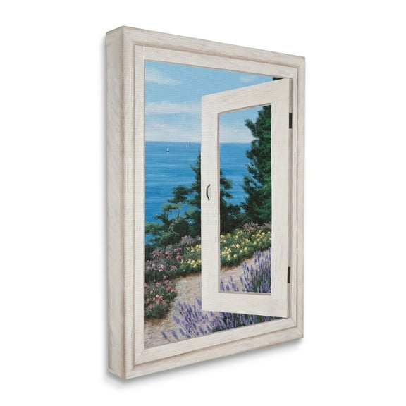 Stupell Industries Coastal View From Window Distant Boats on Ocean,30 x 40,Designed by Diane Romanello
