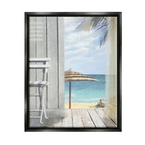 Stupell Industries Coastal Villa Porch Beach View Coastal Painting Black Floater Framed Art Print Wall Art