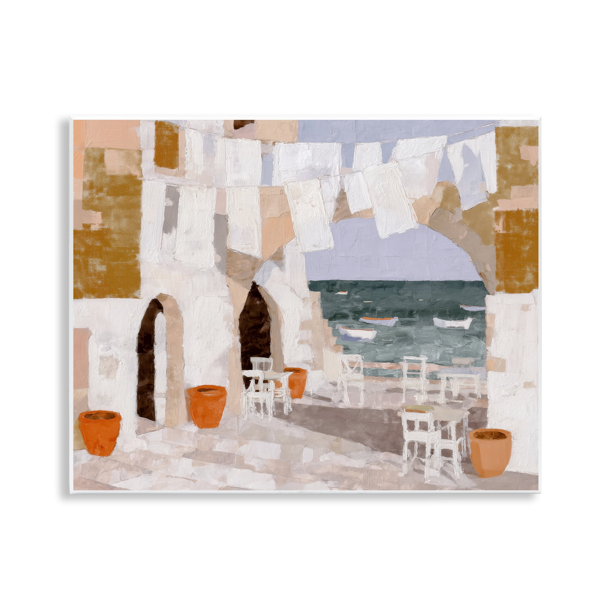 Stupell Industries Coastal Village Plaza Laundry Wall Plaque Art, design by Chromatic Storm Studio