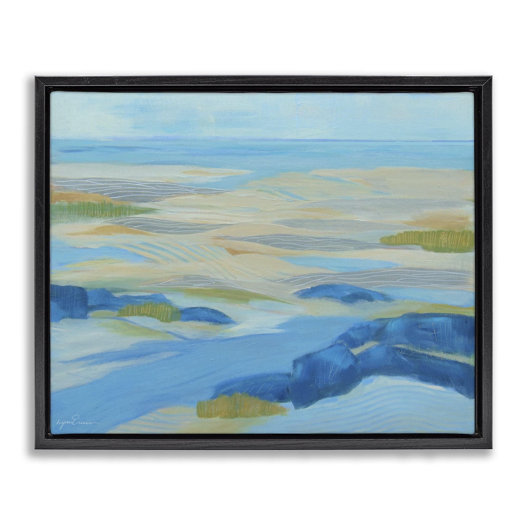 Stupell Industries Coastal Walk Among Dunes Black Framed Floater Canvas Wall Art, design by Lynn Ericson Fine Art