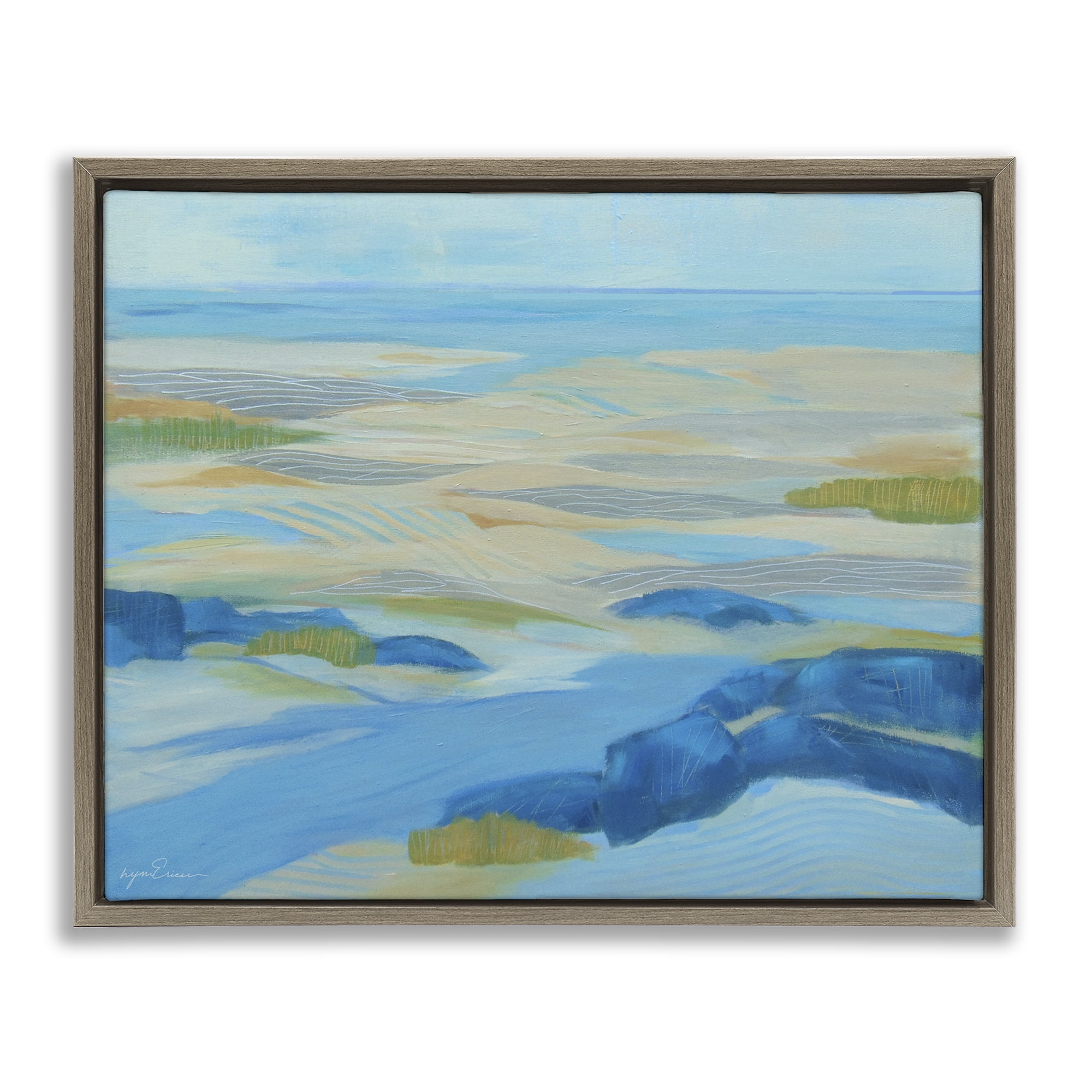 Stupell Industries Coastal Walk Among Dunes Brown Framed Floater Canvas Wall Art, design by Lynn Ericson Fine Art