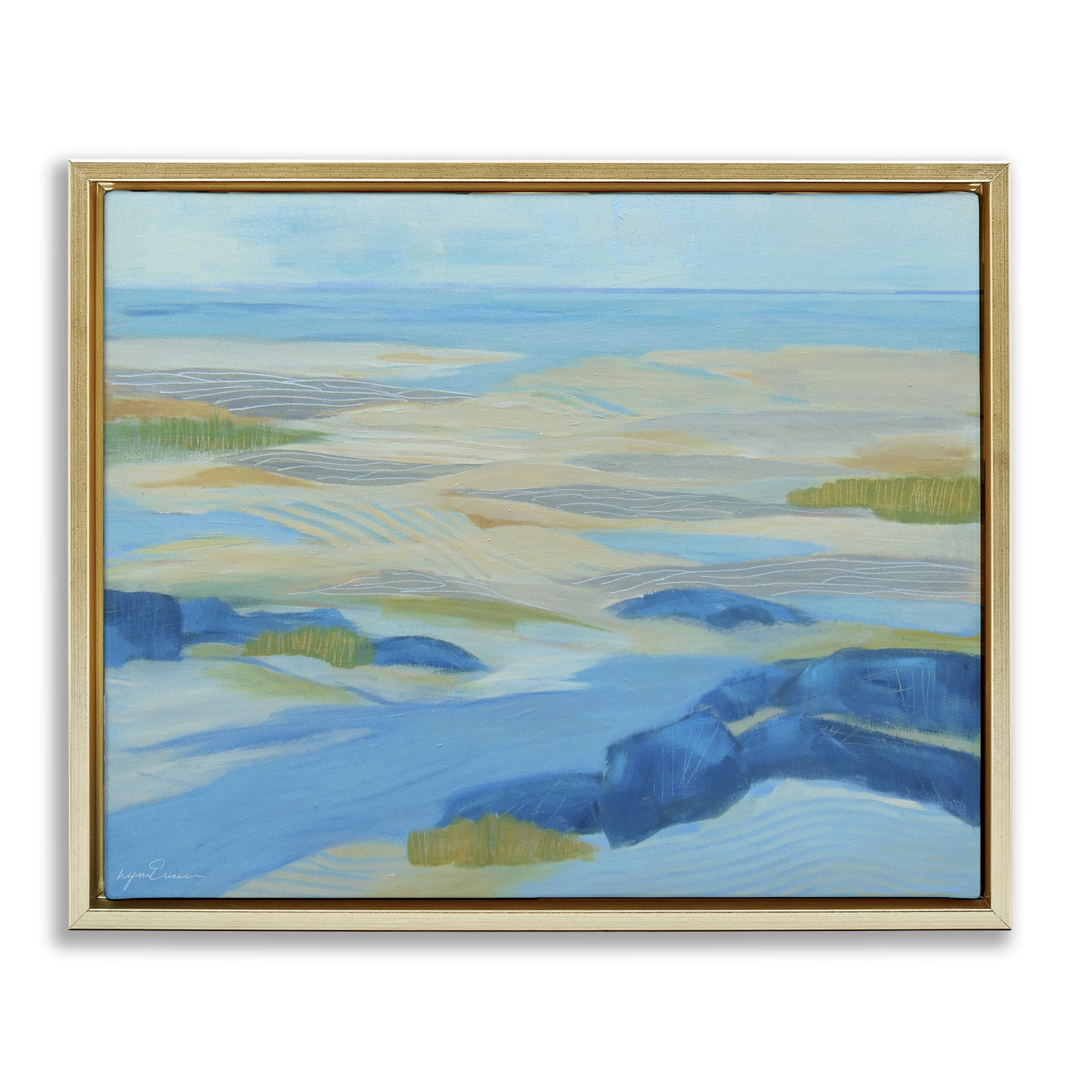 Stupell Industries Coastal Walk Among Dunes Gold Framed Floater Canvas Wall Art, design by Lynn Ericson Fine Art