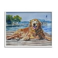 thumbnail image 1 of Stupell Industries Coastal Waterfront Scenery Golden Retriever Relaxing Dock Paintings White Framed Art Print Wall Art, 14x11, by MB Cunningham, 1 of 5