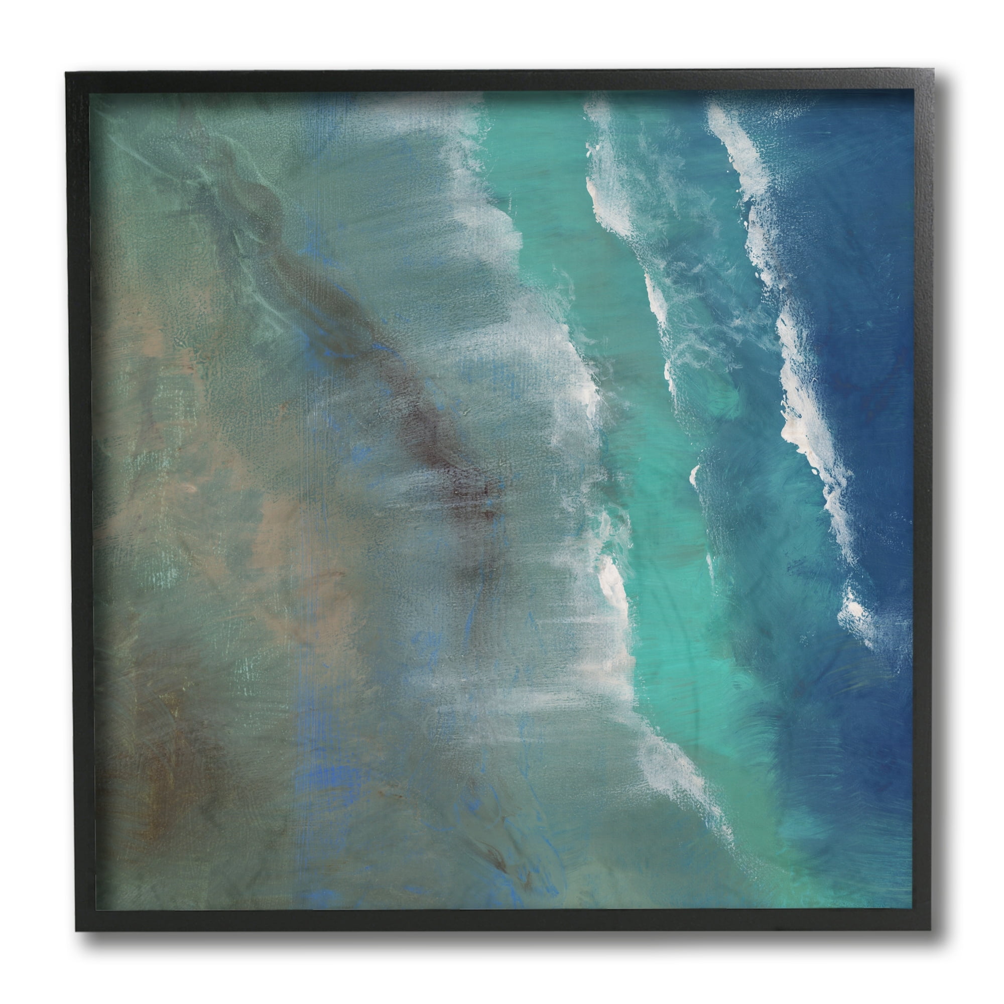 Stupell Industries Coastal Waves From Above Seaside Abstraction Black Framed, 12 x 12, Design by Sheila Finch