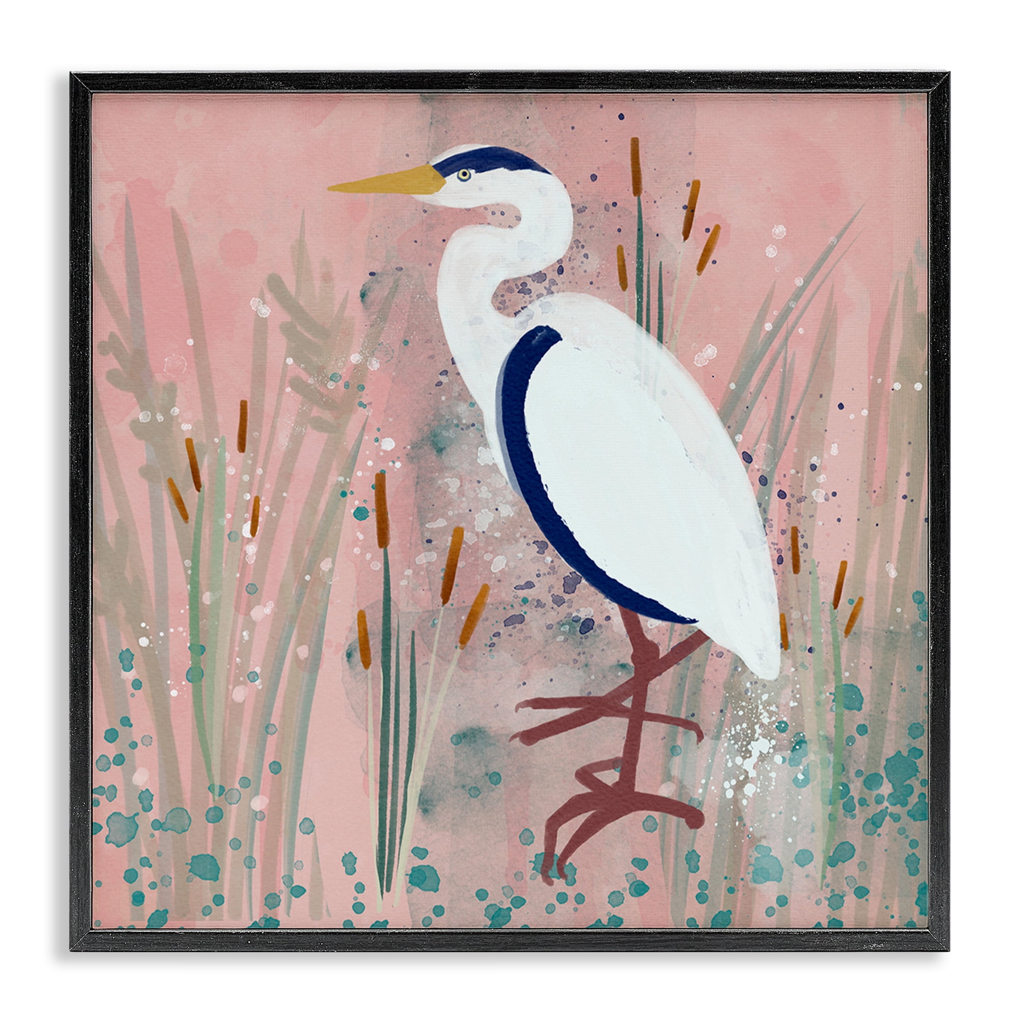Stupell Industries Coastal White Bird Animals & Insects Painting Black Framed Art Print Wall Art, 17 x 17