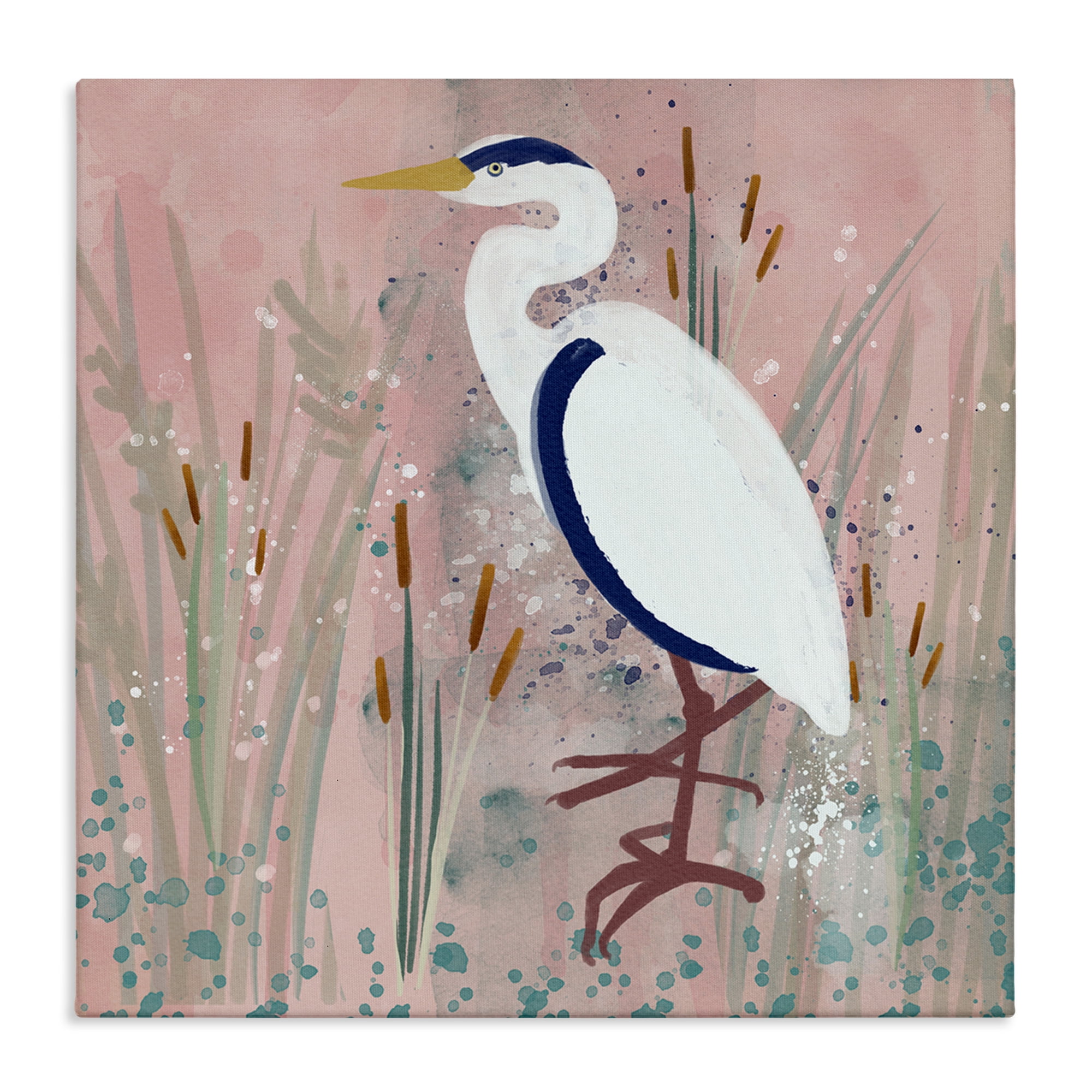 Stupell Industries Coastal White Bird Animals & Insects Painting Gallery Wrapped Canvas Art Print Wall Art, 36 x 36