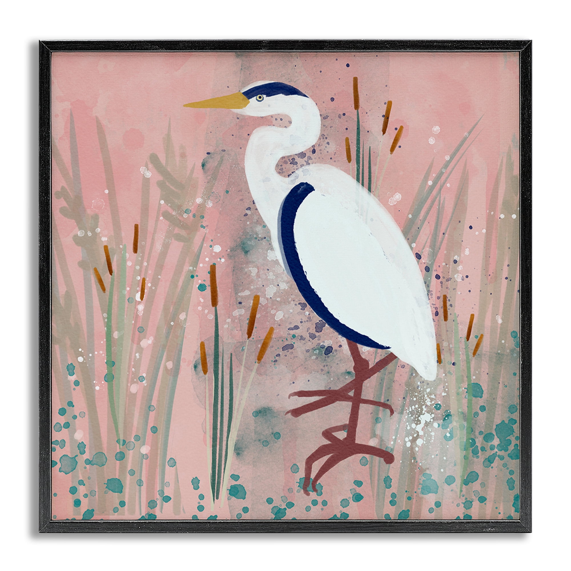 Stupell Industries Coastal White Bird Animals & Insects Painting Gray Framed Art Print Wall Art, 24 x 24