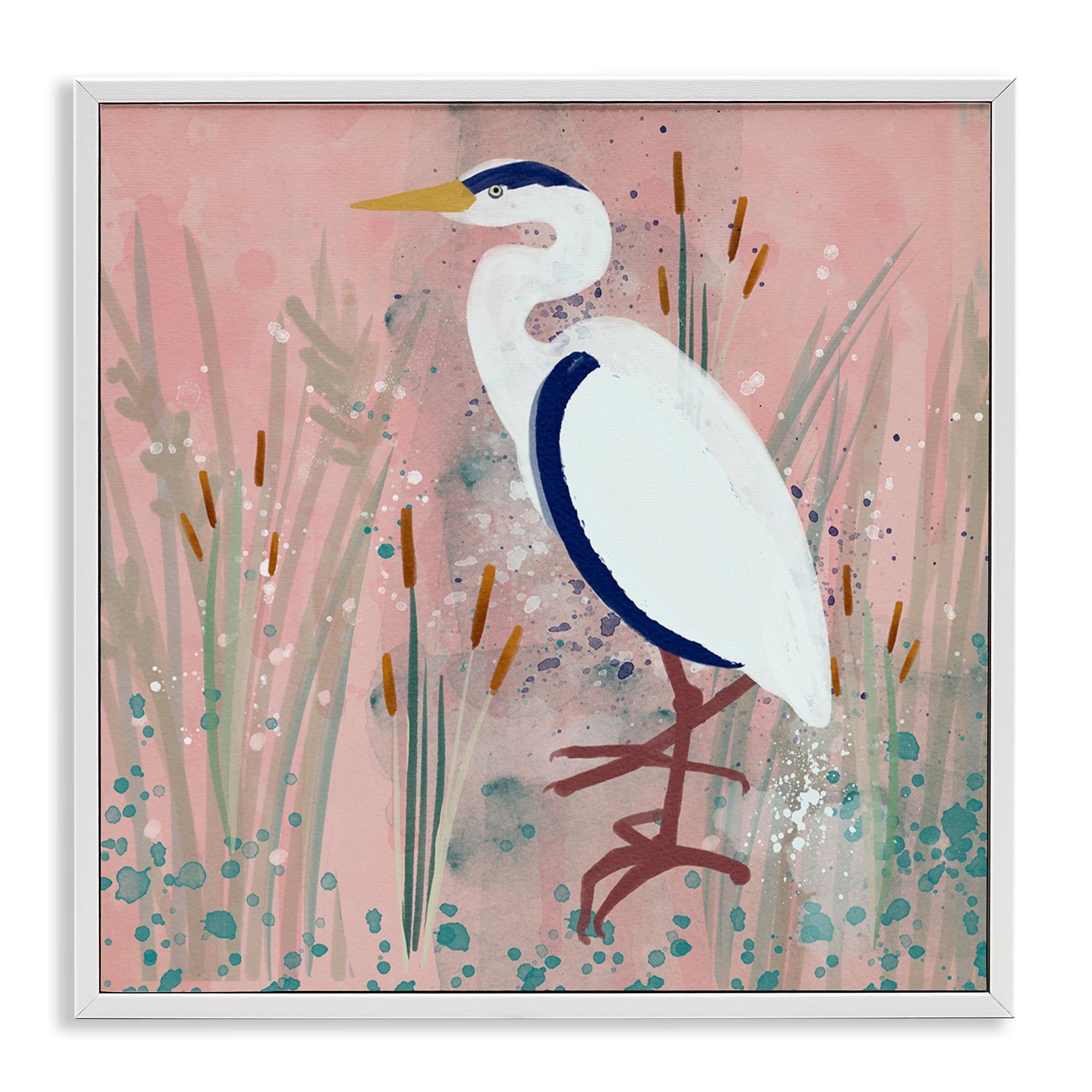 Stupell Industries Coastal White Bird Animals & Insects Painting White Framed Art Print Wall Art, 17 x 17