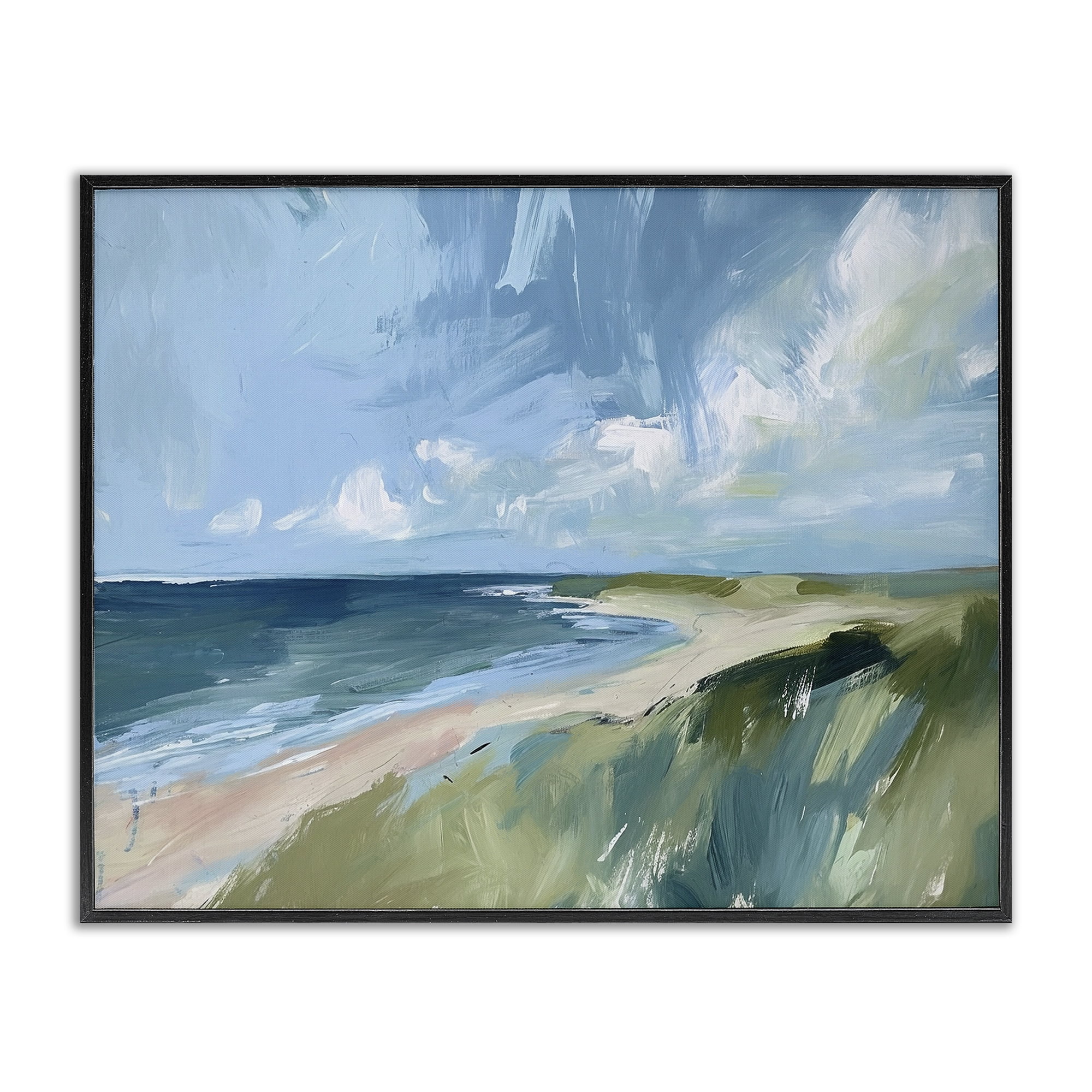 Stupell Industries Coastal Wilderness Landscape Coastal Painting Black Framed Art Print Wall Art, 20 x 16