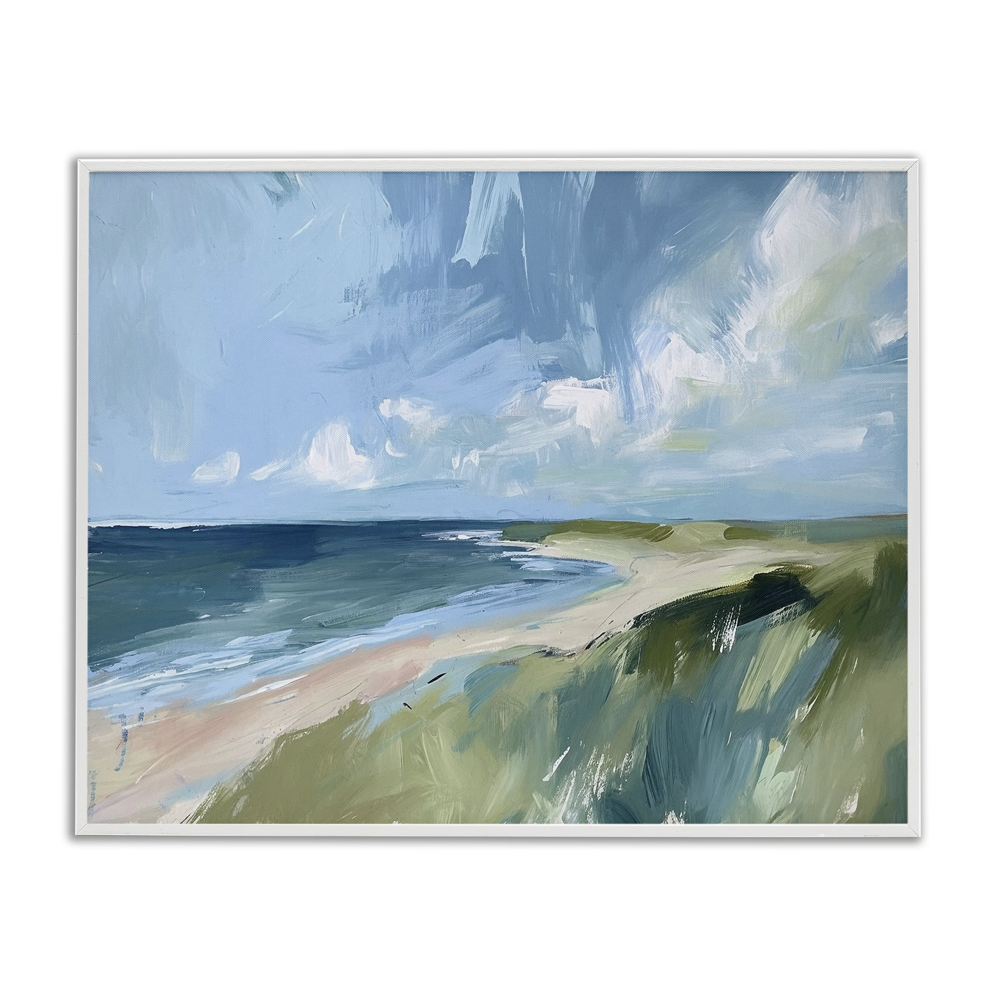 Stupell Industries Coastal Wilderness Landscape Coastal Painting White Framed Art Print Wall Art, 20 x 16