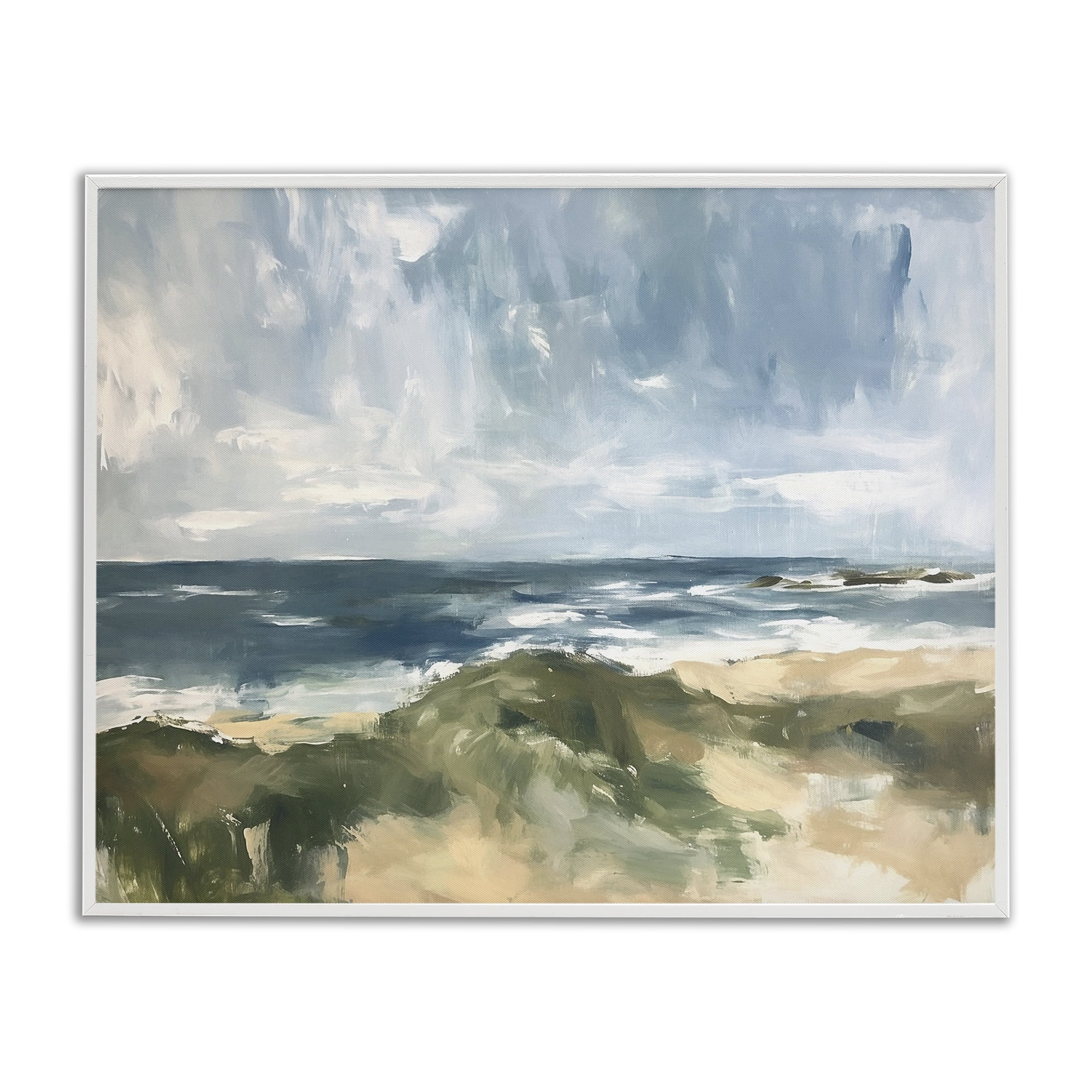 Stupell Industries Coastal Wilderness Scenery Coastal Painting White Framed Art Print Wall Art, 14 x 11