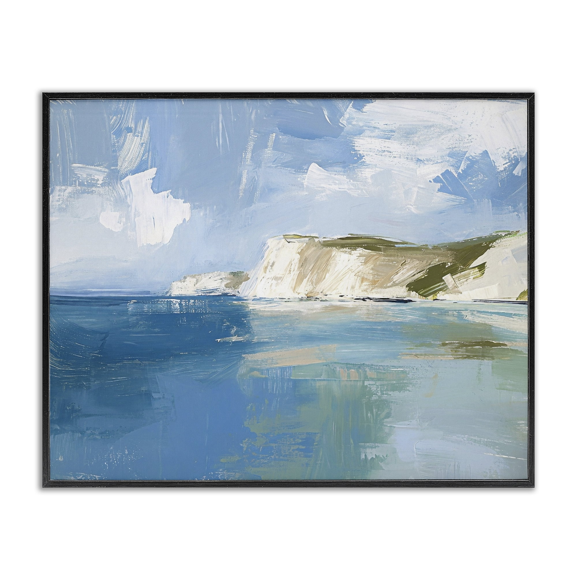 Stupell Industries Coastal Wilderness Shore Coastal Painting Black Framed Art Print Wall Art, 30 x 24