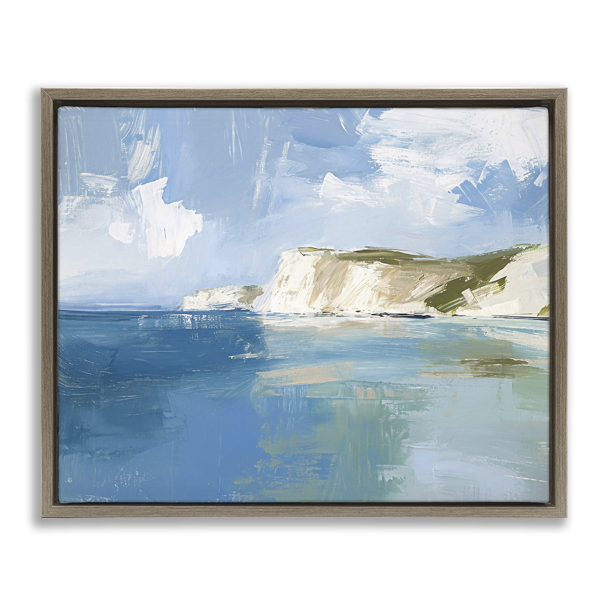 Stupell Industries Coastal Wilderness Shore Coastal Painting Brown Floater Framed Canvas Art Print Wall Art, 31 x 25