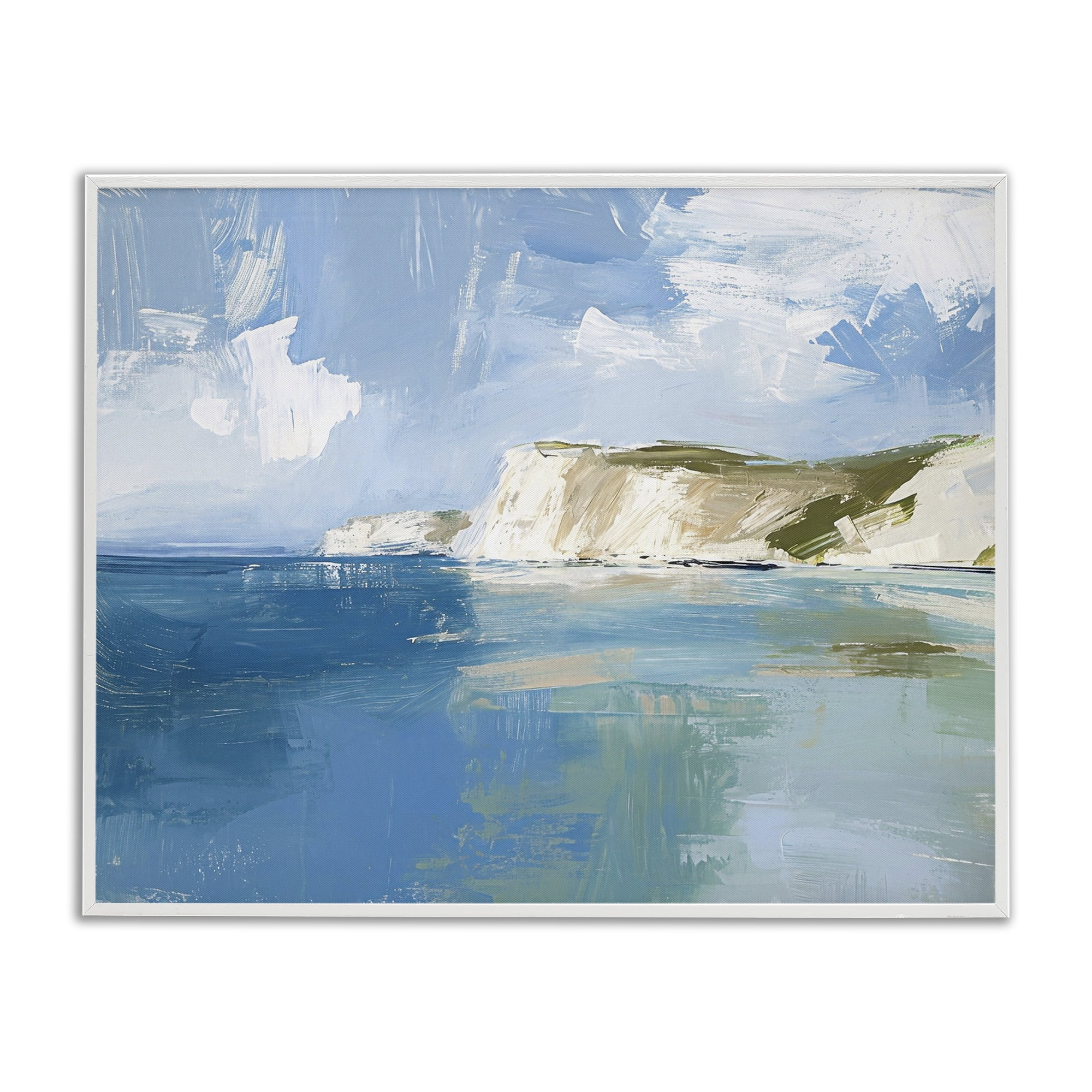 Stupell Industries Coastal Wilderness Shore Coastal Painting White Framed Art Print Wall Art, 20 x 16