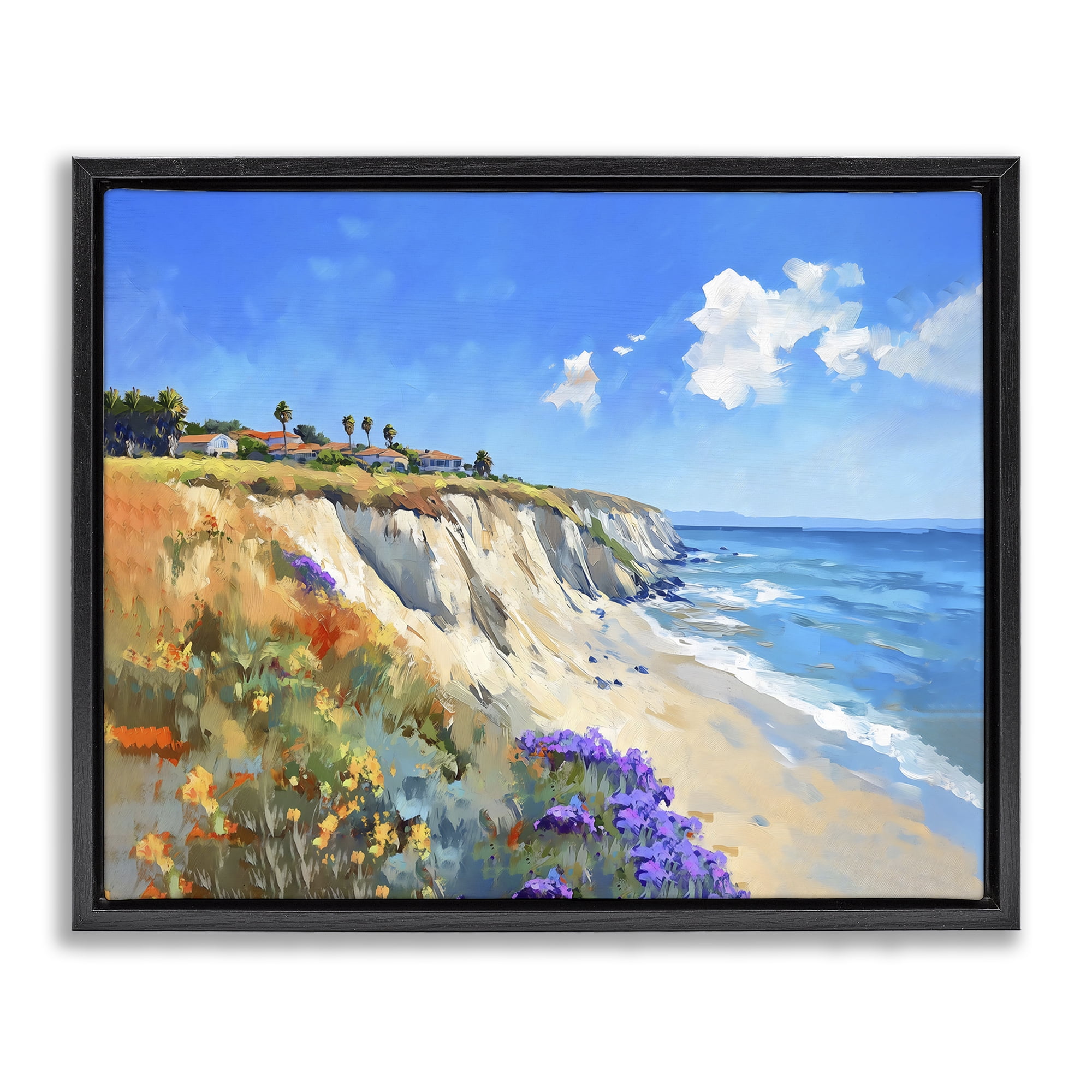 Stupell Industries Coastal Wildflower Field Black Framed Floater Canvas Wall Art, design by The Prints Vibe