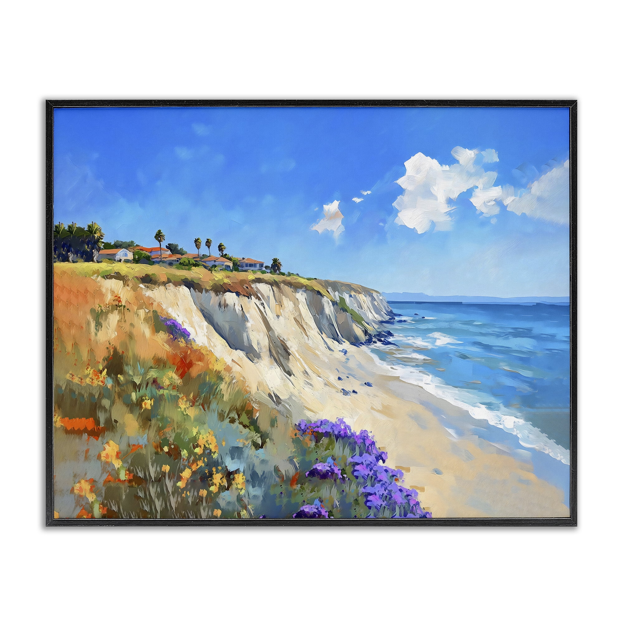 Stupell Industries Coastal Wildflower Field Black Framed Giclee Art, design by The Prints Vibe