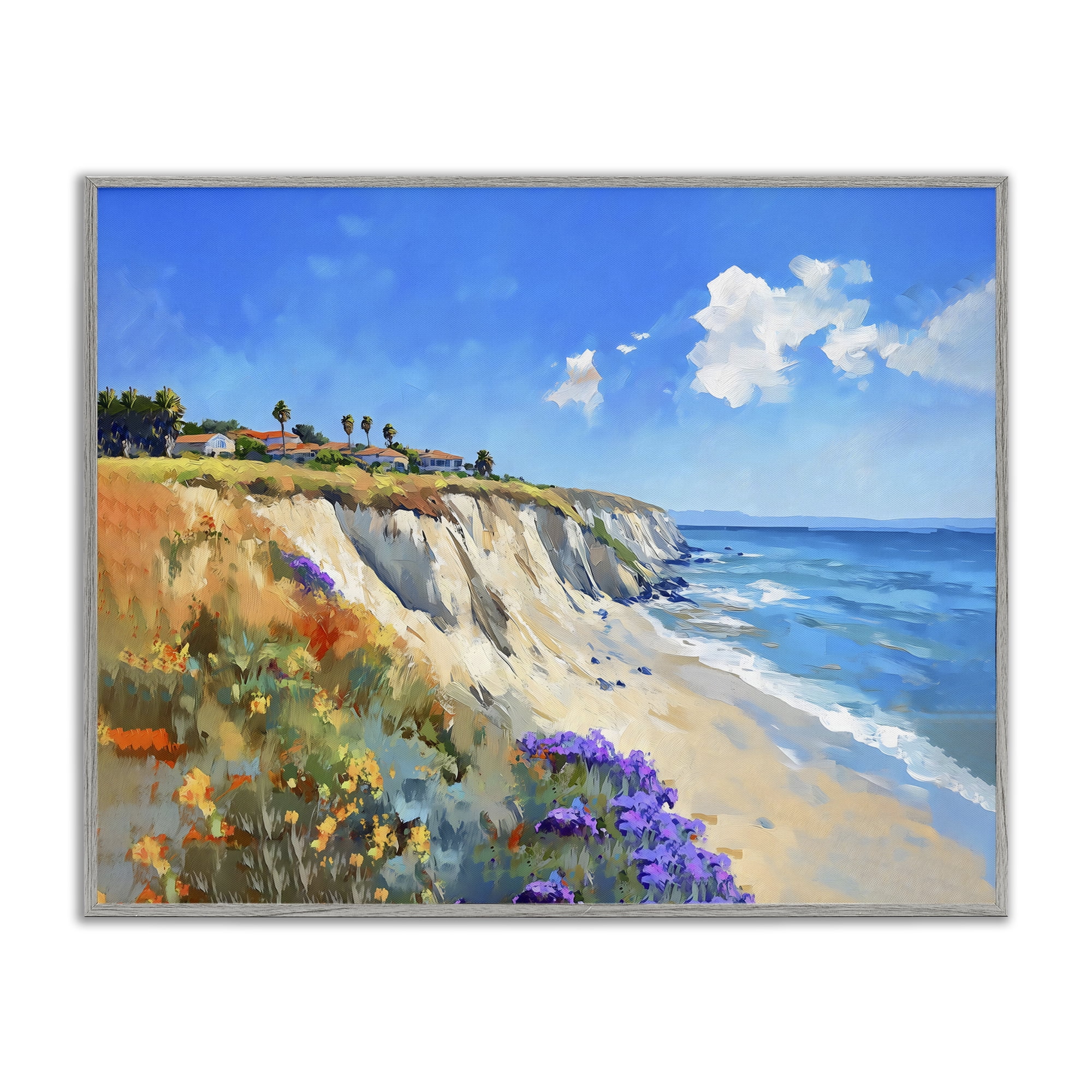 Stupell Industries Coastal Wildflower Field Gray Framed Giclee Art, design by The Prints Vibe
