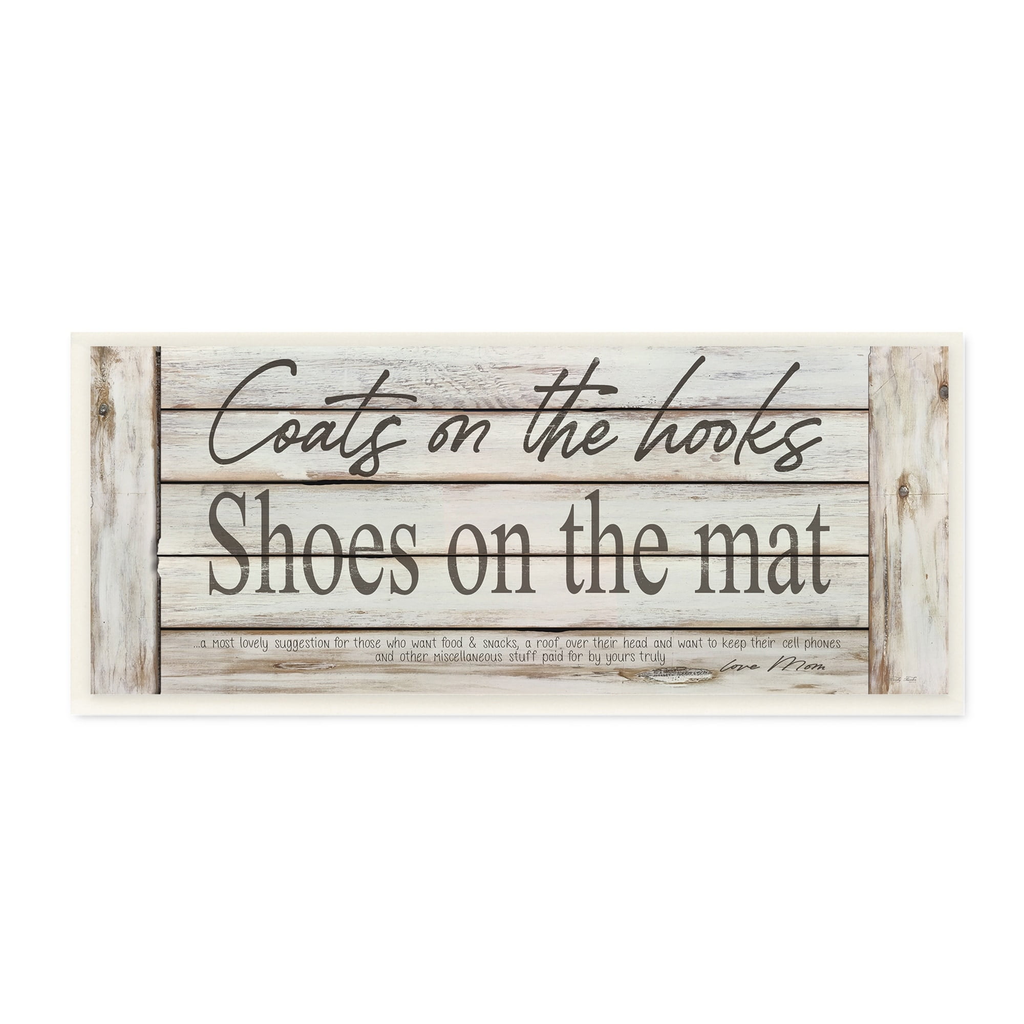Stupell Industries Coats on Hooks Shoes on Mat Home Rules ,17 x 7, Design by Cindy Jacobs