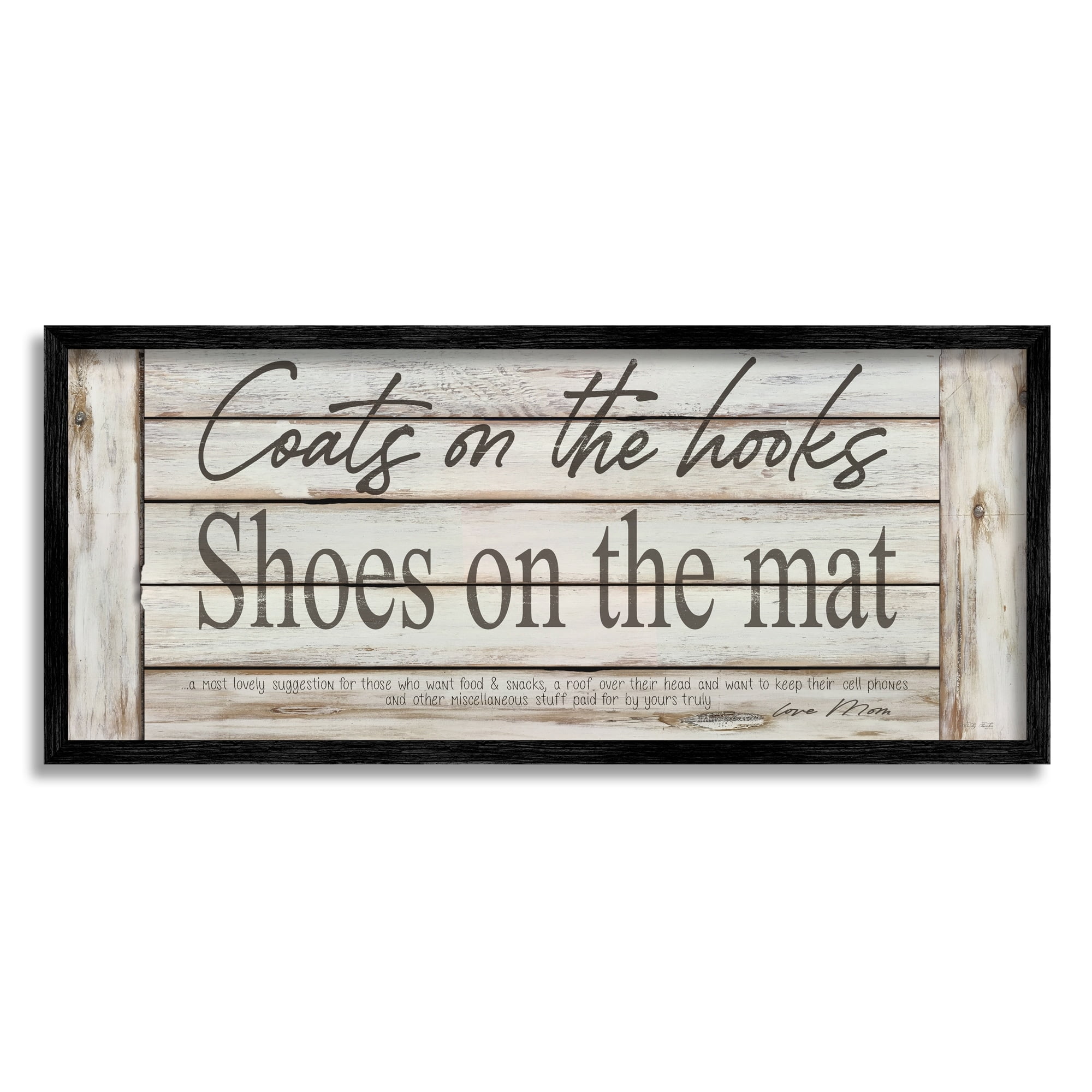 Stupell Industries Coats on Hooks Shoes on Mat Home Rules ,30 x 13, Design by Cindy Jacobs