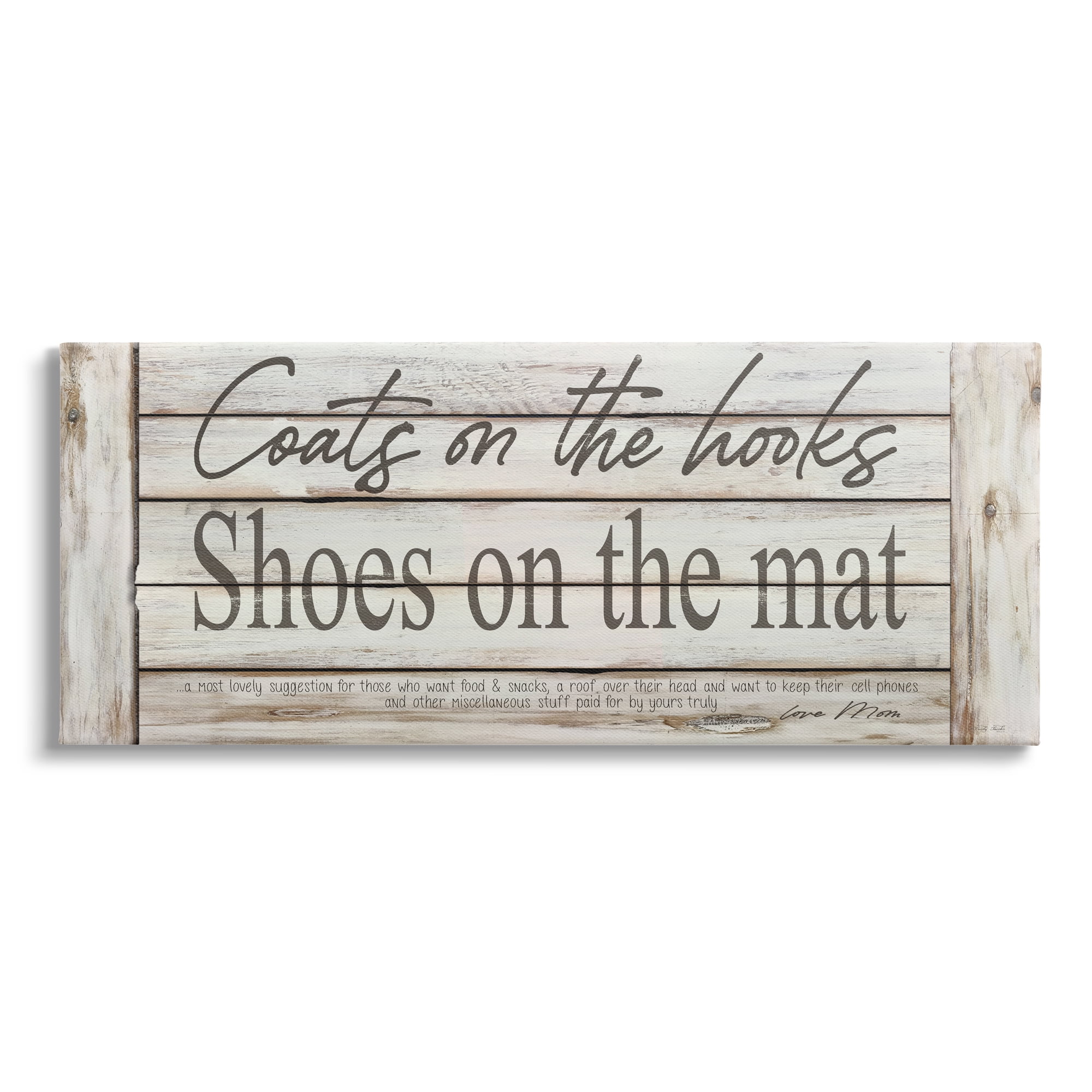 Stupell Industries Coats on Hooks Shoes on Mat Home Rules ,40 x 17, Design by Cindy Jacobs