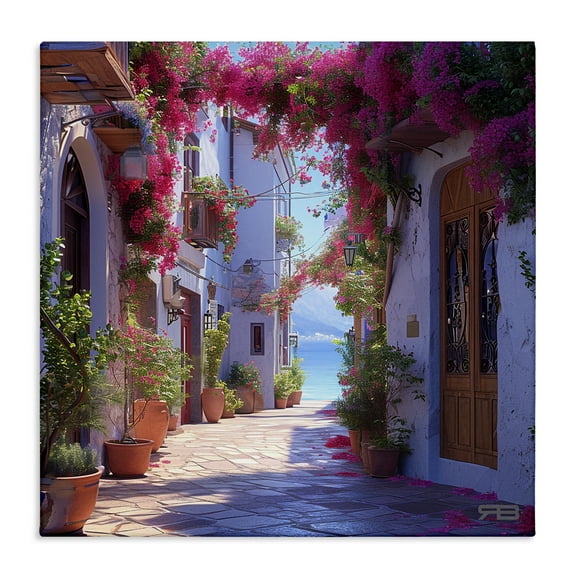 Stupell Industries Cobblestone Lane in Town Buildings & Architecture Painting Wrapped Canvas Art Print Wall Art, 17 x 17