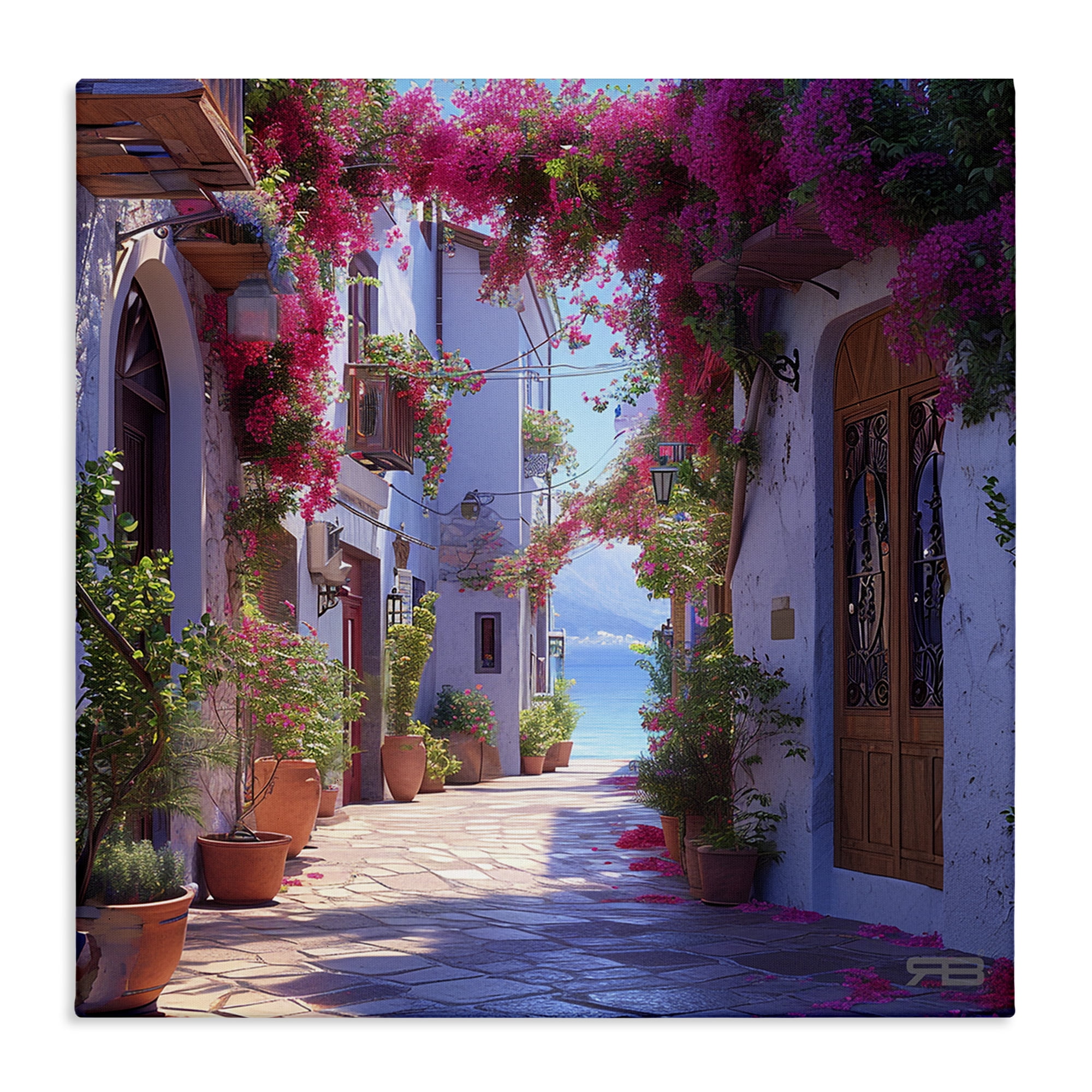 Stupell Industries Cobblestone Lane in Town Buildings & Architecture Painting Wrapped Canvas Art Print Wall Art, 24 x 24