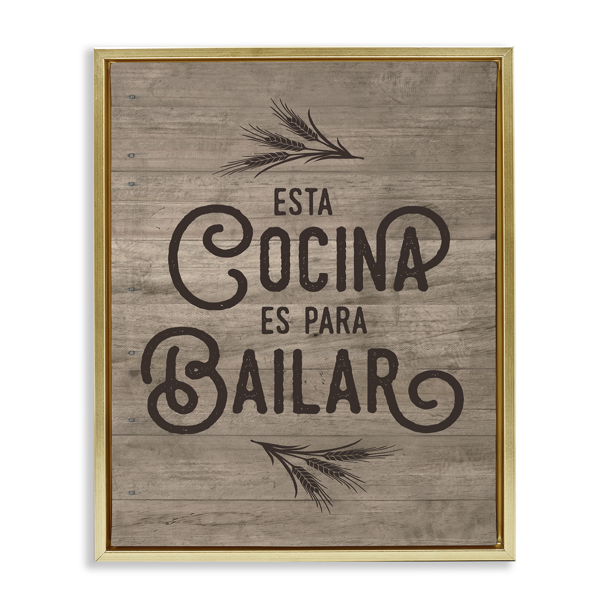 Stupell Industries Cocina Para Bailar Inspirational Quotes & Sayings Painting Gold Floater Framed Art Print Wall Art, 25 x 31