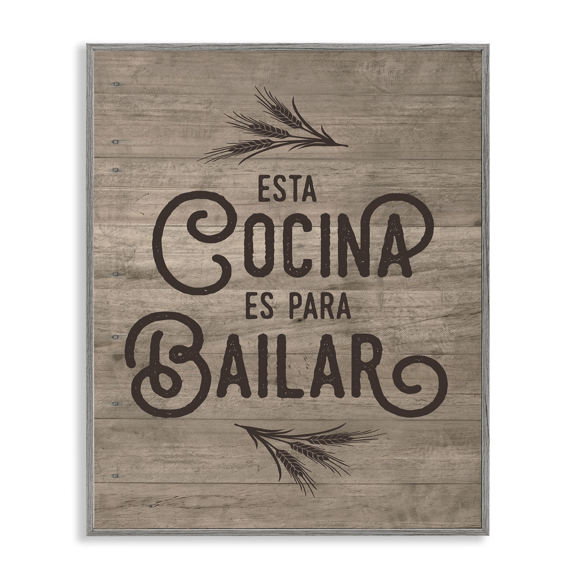 Stupell Industries Cocina Para Bailar Inspirational Quotes & Sayings Painting Gray Framed Art Print Wall Art, 16 x 20