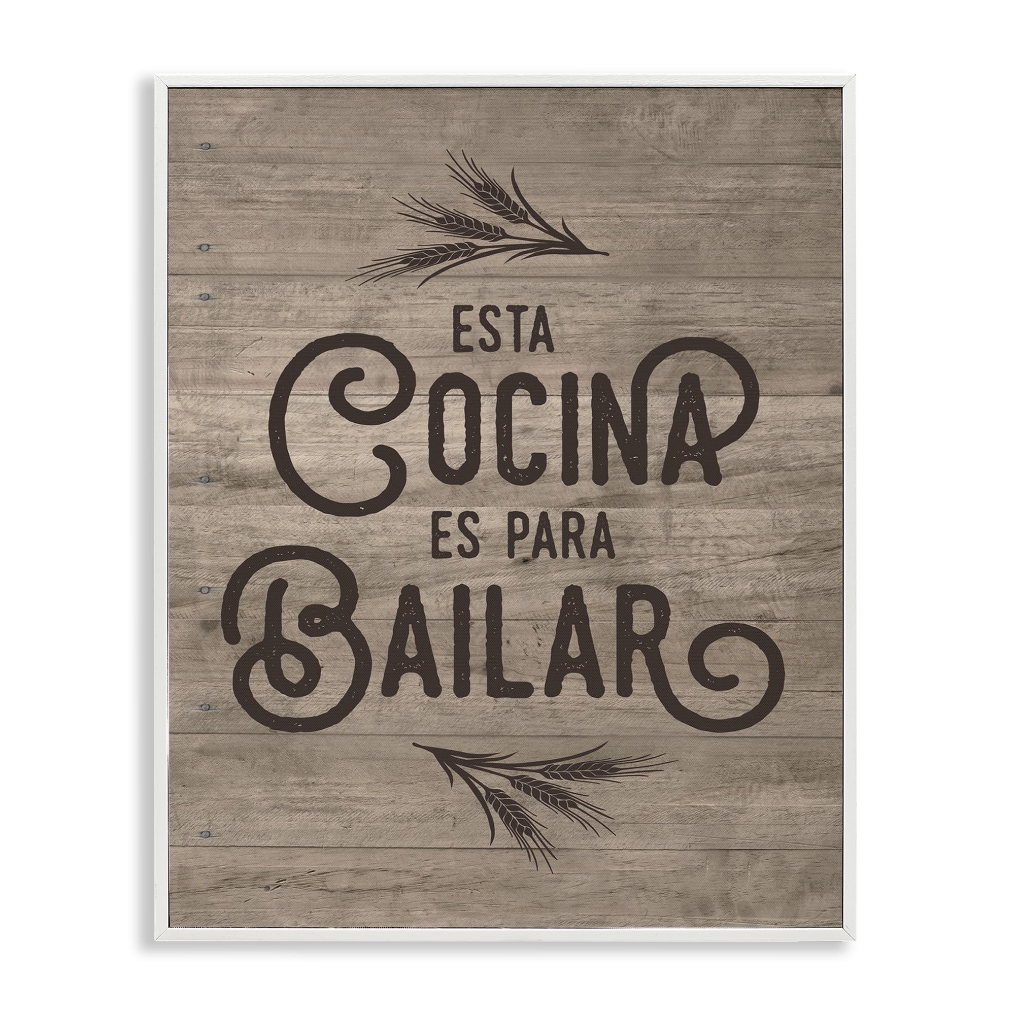 Stupell Industries Cocina Para Bailar Inspirational Quotes & Sayings Painting White Framed Art Print Wall Art, 24 x 30
