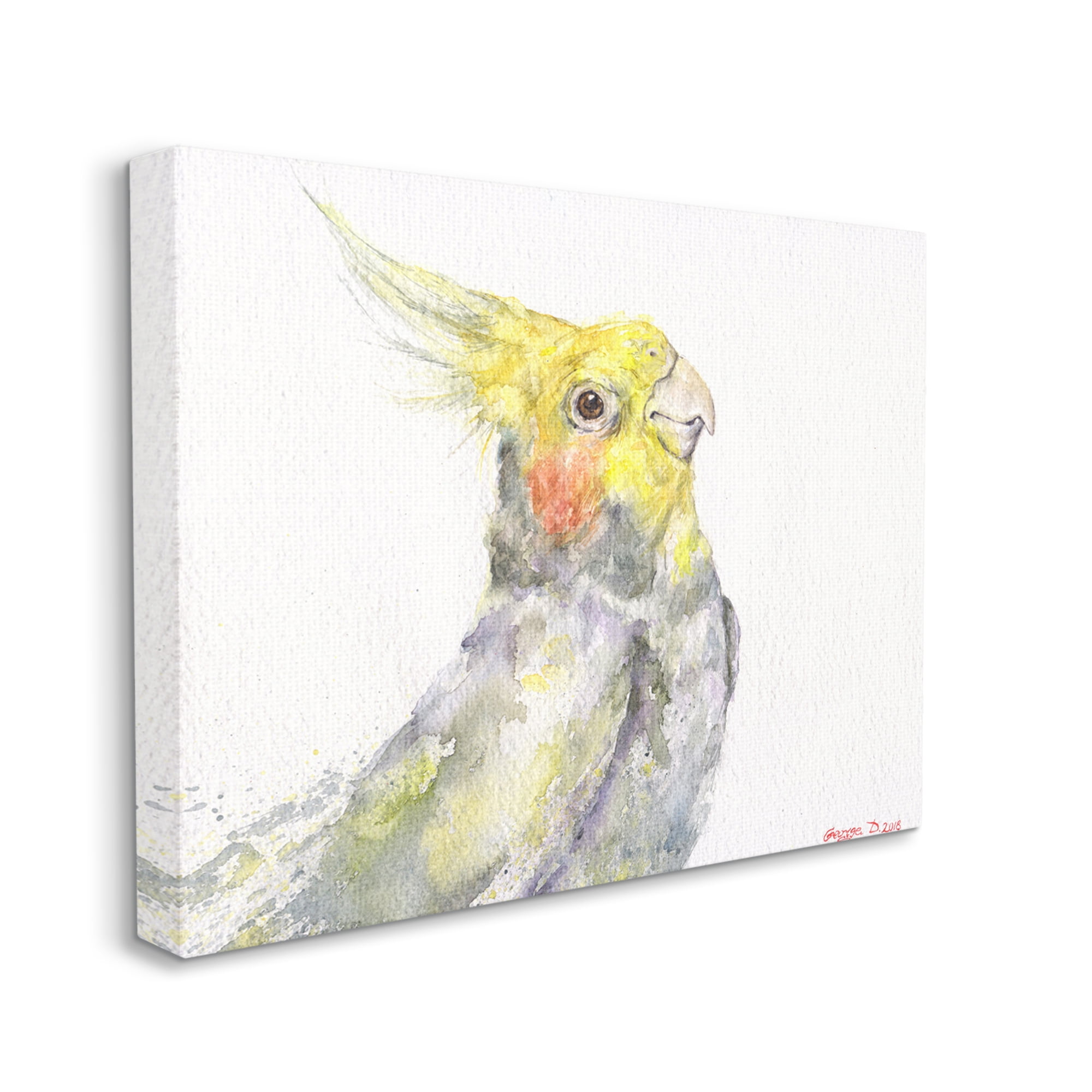 Stupell Industries Cockatiel Bird Portrait Tropical Yellow Grey Pet Canvas Wall Art, 36 x 48, Design by George Dyachenko