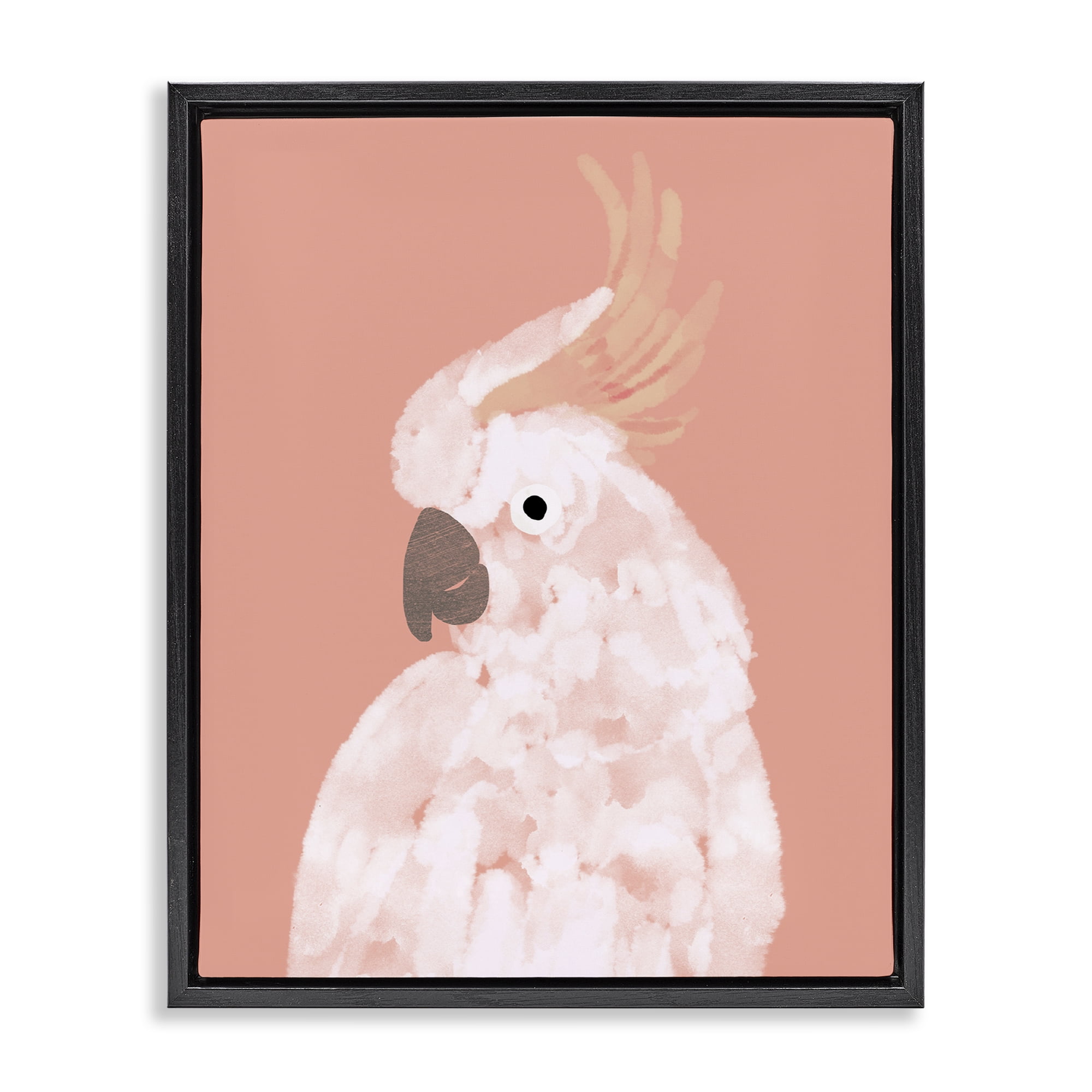 Stupell Industries Cockatiel on Pink Animals & Insects Painting Black Floater Framed Canvas Art Print Wall Art, 17 x 21