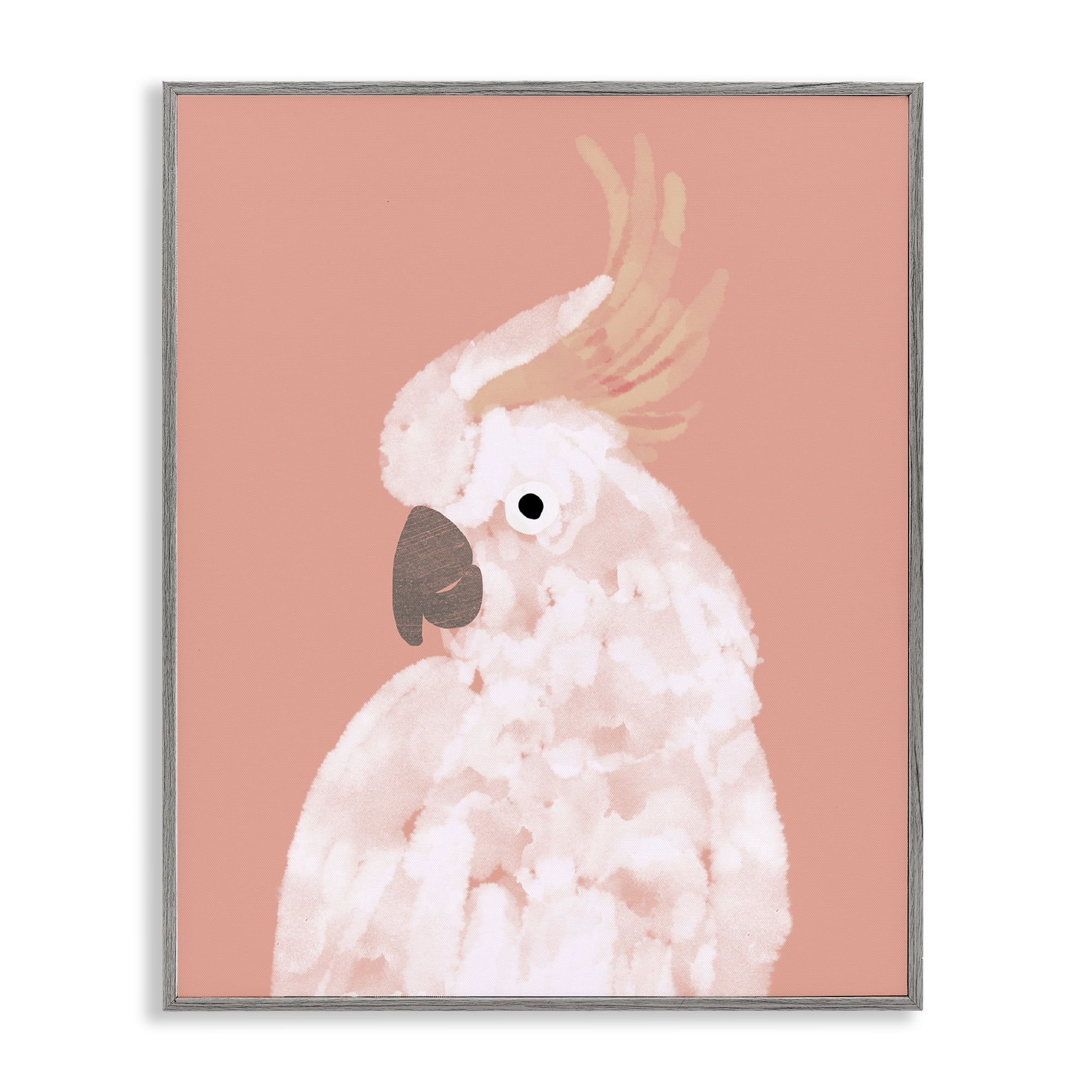 Stupell Industries Cockatiel on Pink Animals & Insects Painting Gray Framed Art Print Wall Art, 16 x 20