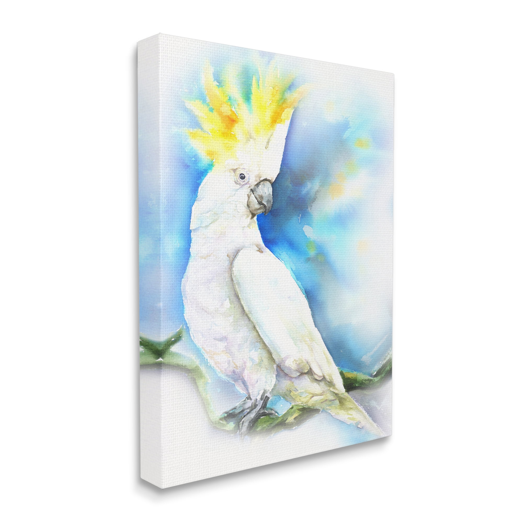 Stupell Industries Cockatoo Bird on Branch Over Vibrant Blue Canvas Wall Art, 30 x 40, Design by George Dyachenko