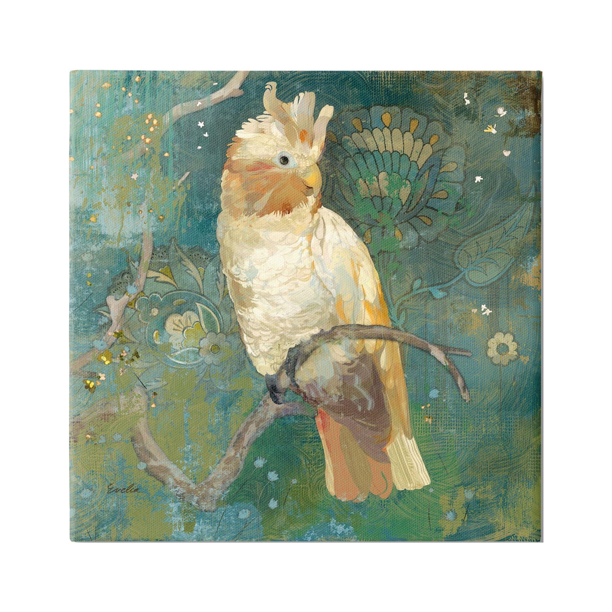 Stupell Industries Cockatoo Boho Pattern Animals & Insects Painting Gallery Wrapped Canvas Art Print Wall Art, 24 x 24
