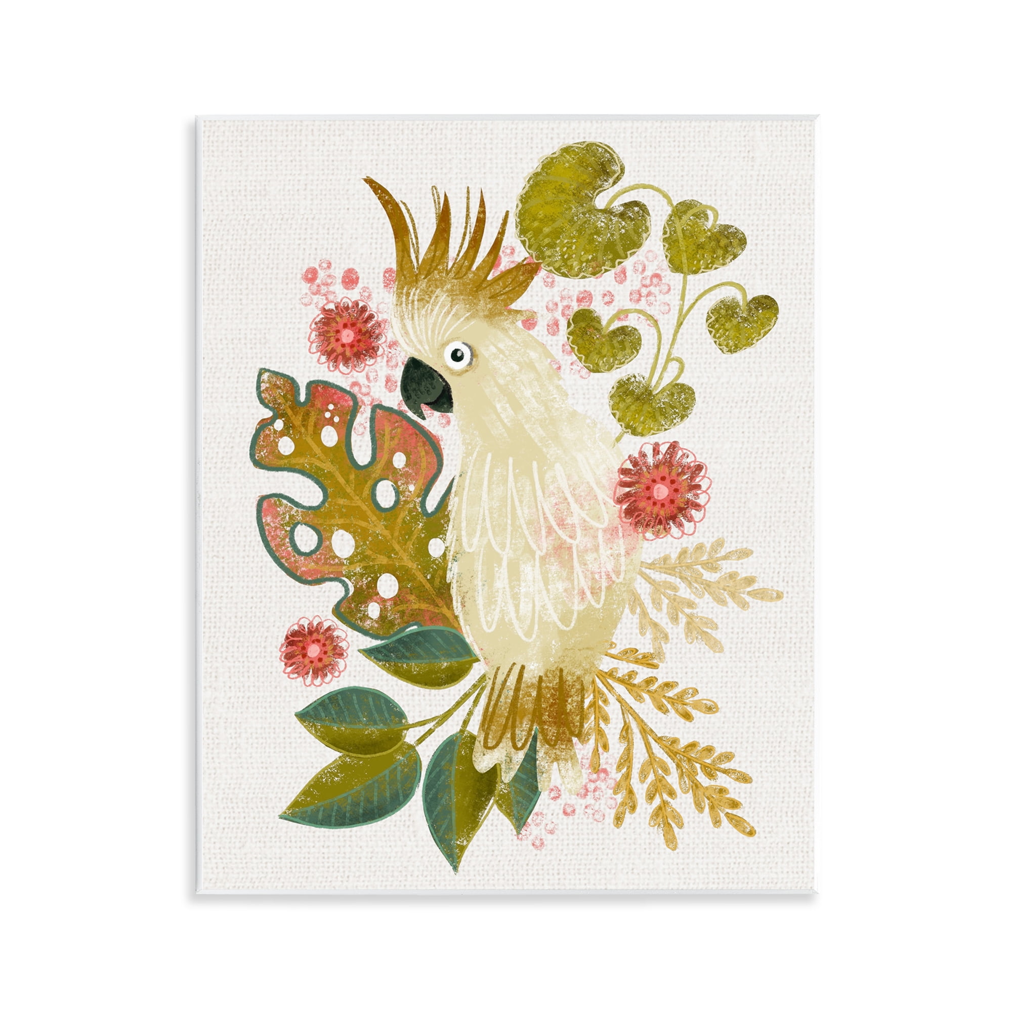 Stupell Industries Cockatoo & Tropical Leaves Animals & Insects Painting Unframed Art Print Wall Art, 11 x 14