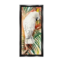 Stupell Industries Cockatoo & Vivid Branches Animals & Insects Painting Black Floater Framed Canvas Art Print Wall Art, 11 x 25