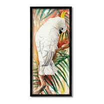 Stupell Industries Cockatoo & Vivid Branches Animals & Insects Painting Black Framed Art Print Wall Art, 10 x 24