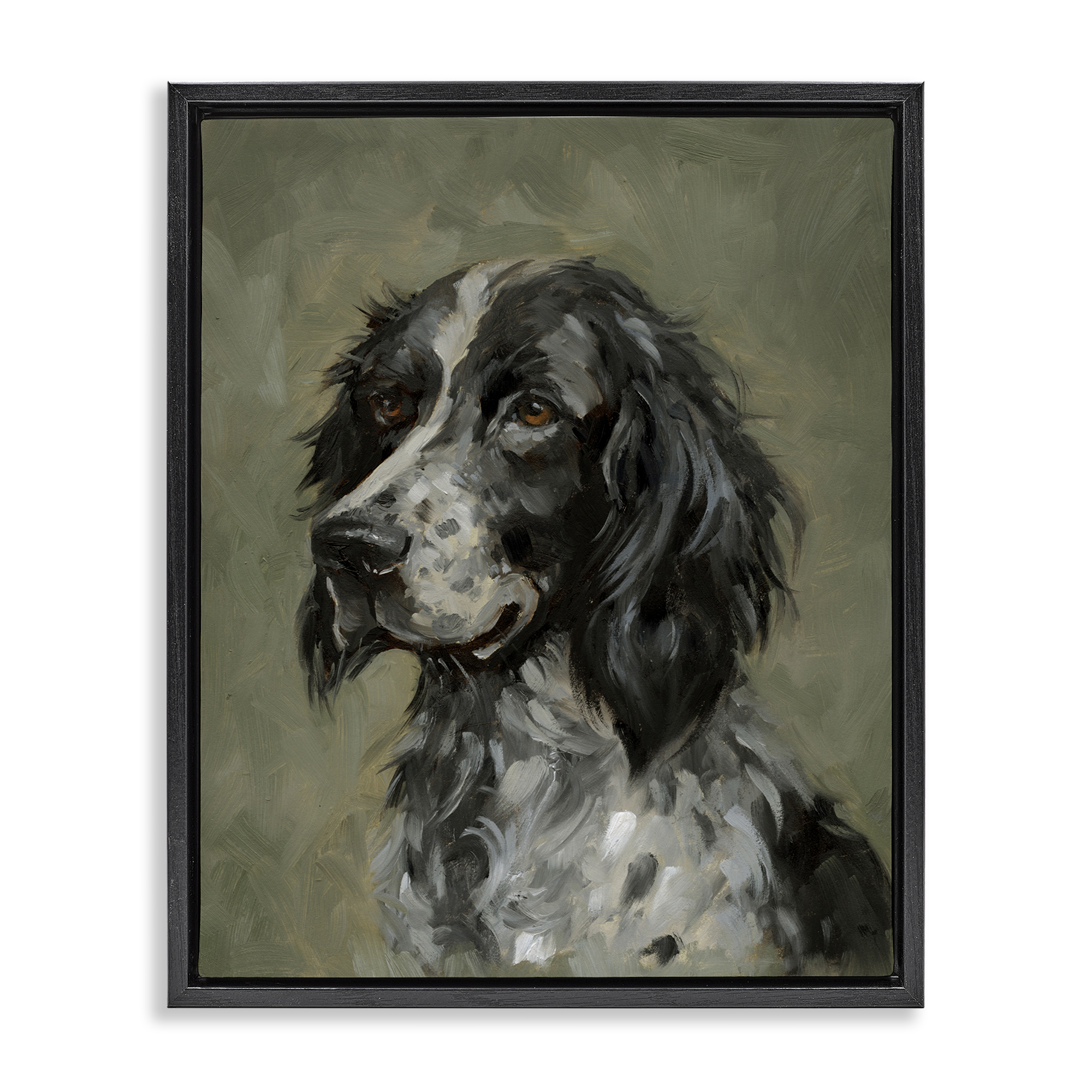 Stupell Industries Cocker Spaniel Portrait Animals & Insects Painting Black Floater Framed Canvas Art Print Wall Art, 25 x 31