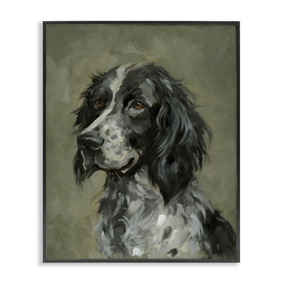 Stupell Industries Cocker Spaniel Portrait Animals & Insects Painting Black Framed Art Print Wall Art, 11 x 14