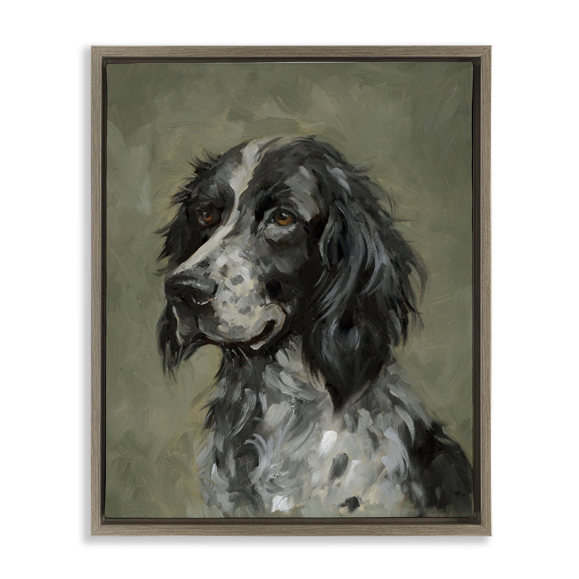 Stupell Industries Cocker Spaniel Portrait Animals & Insects Painting Brown Floater Framed Canvas Art Print Wall Art, 17 x 21
