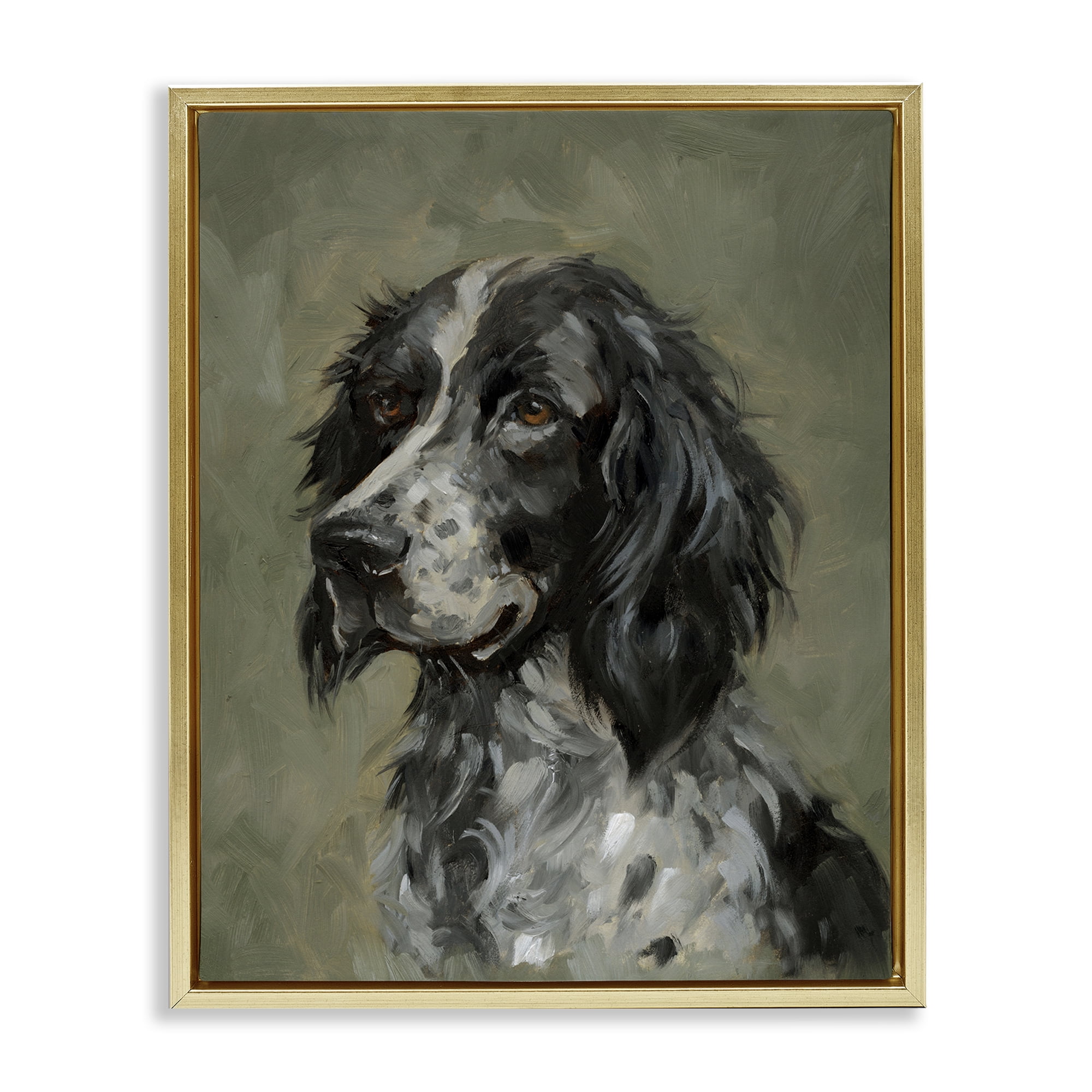Stupell Industries Cocker Spaniel Portrait Animals & Insects Painting Gold Floater Framed Canvas Art Print Wall Art, 17 x 21