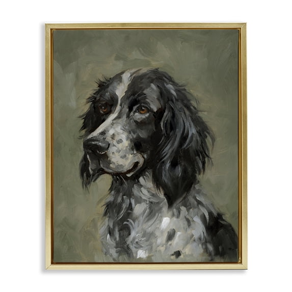Stupell Industries Transitional Cocker Spaniel Portrait Gold Floating Frame Canvas Art, 17 x 21, by Victoria Barnes