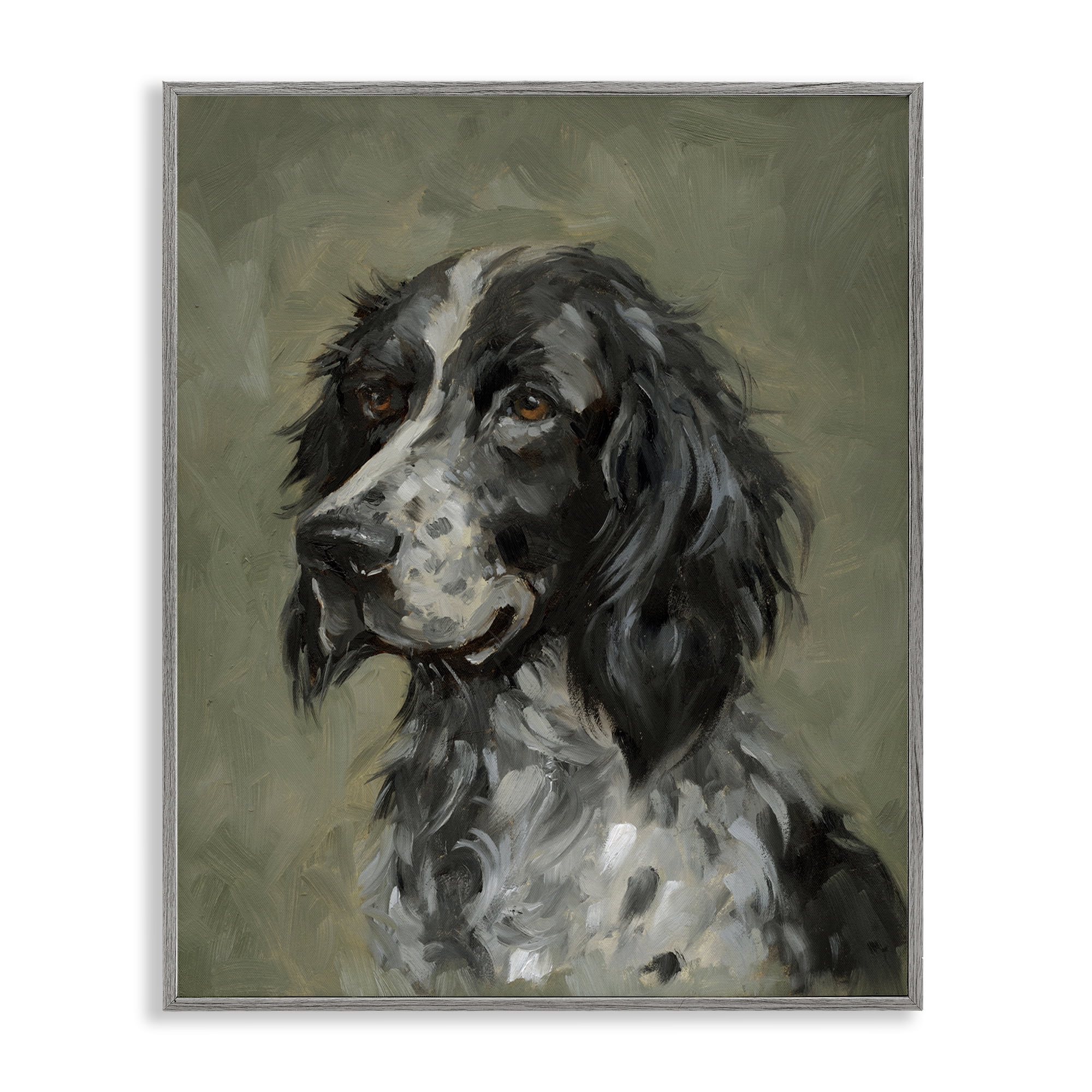 Stupell Industries Cocker Spaniel Portrait Animals & Insects Painting Gray Framed Art Print Wall Art, 16 x 20