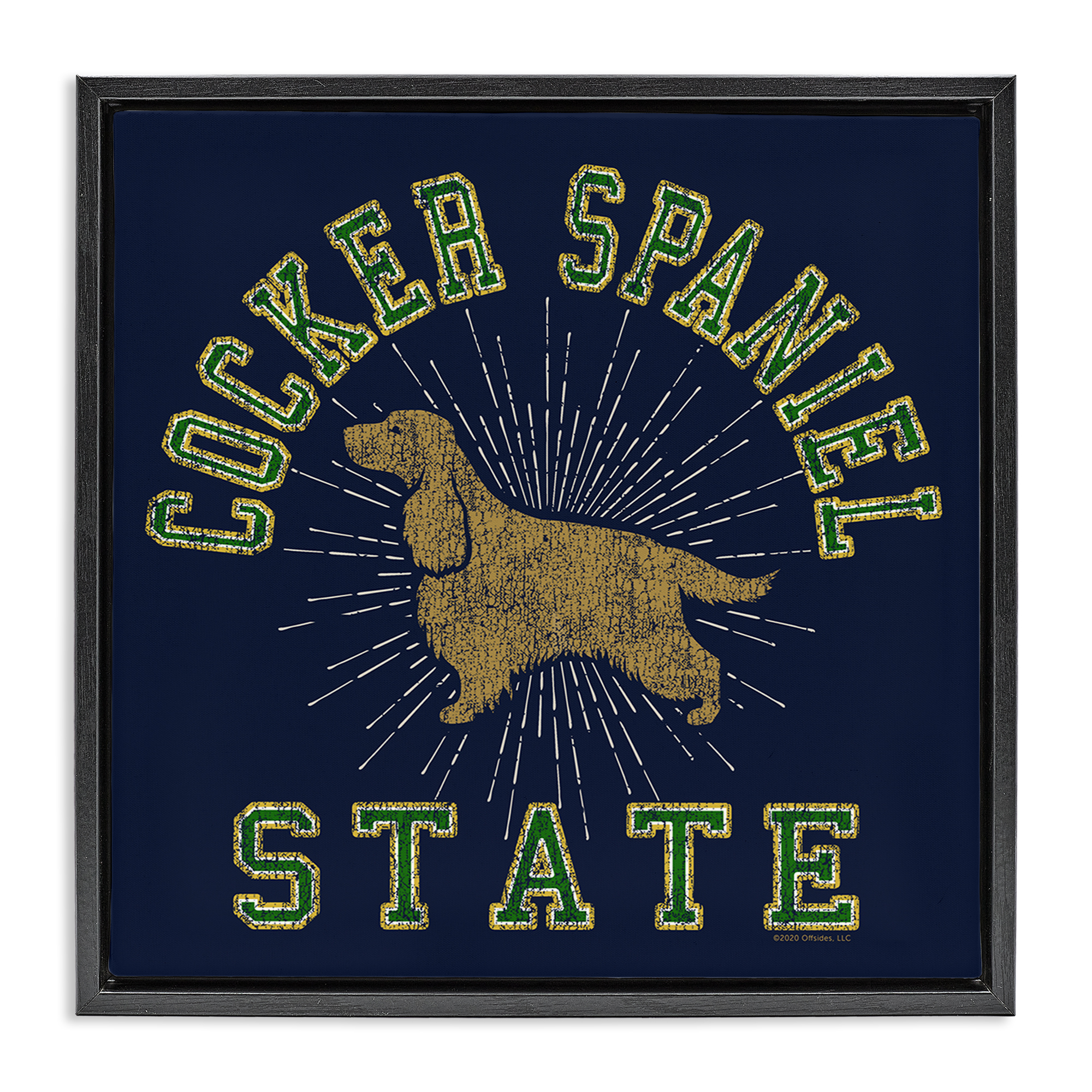 Stupell Industries Cocker Spaniel State Novelty & Humor Painting Black Floater Framed Canvas Art Print Wall Art, 18 x 18