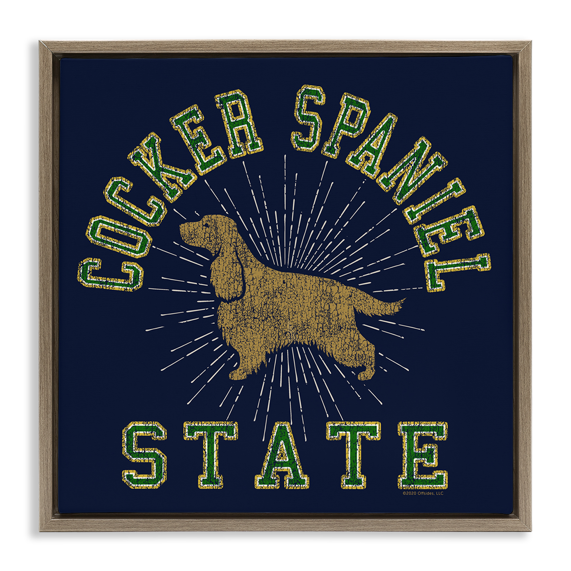 Stupell Industries Cocker Spaniel State Novelty & Humor Painting Brown Floater Framed Canvas Art Print Wall Art, 18 x 18