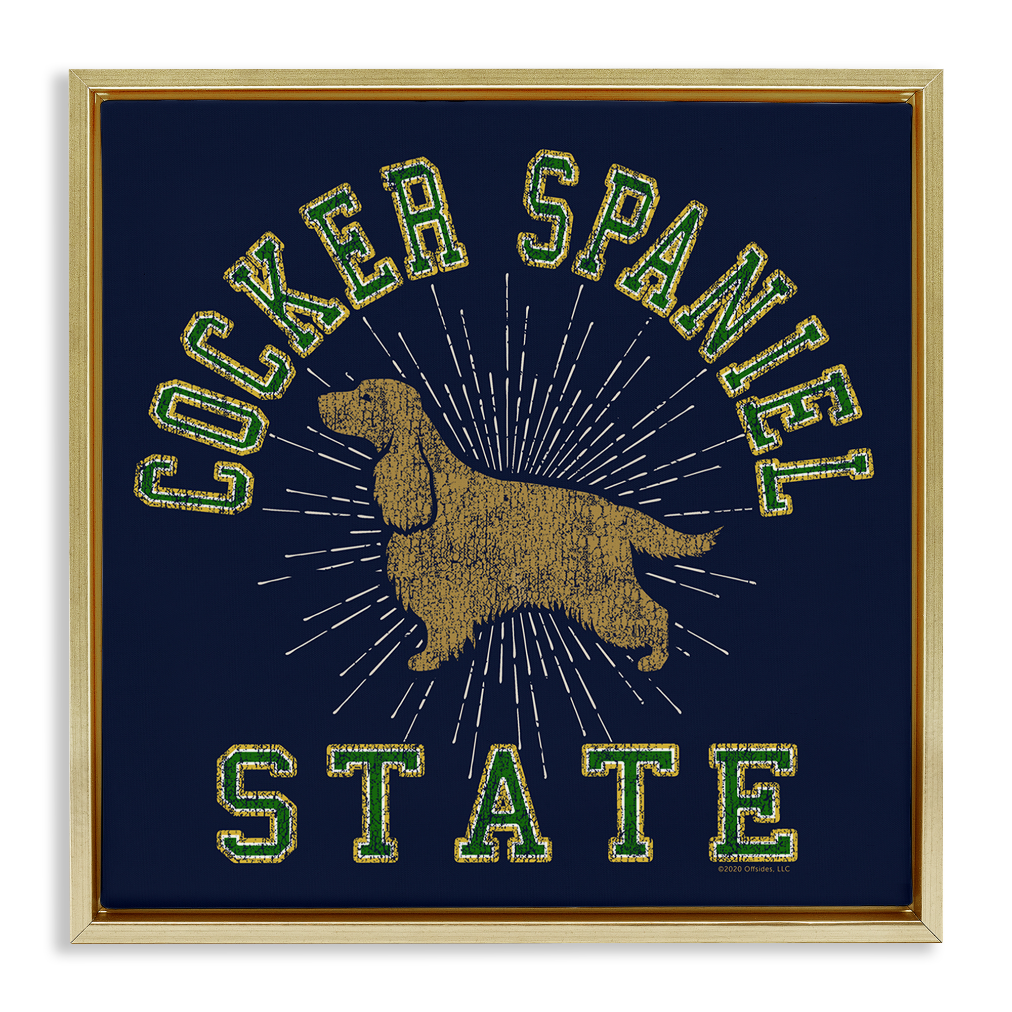 Stupell Industries Cocker Spaniel State Novelty & Humor Painting Gold Floater Framed Canvas Art Print Wall Art, 25 x 25
