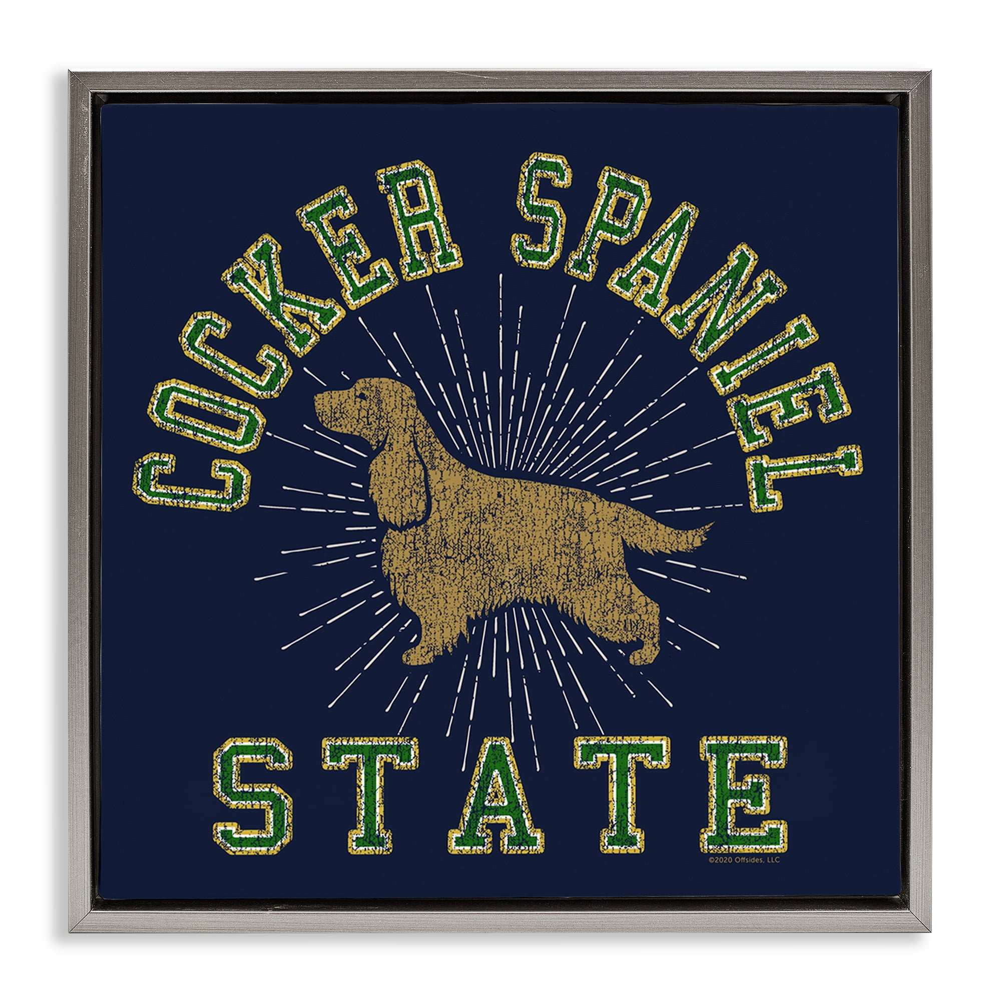 Stupell Industries Cocker Spaniel State Novelty & Humor Painting Gray Floater Framed Canvas Art Print Wall Art, 18 x 18