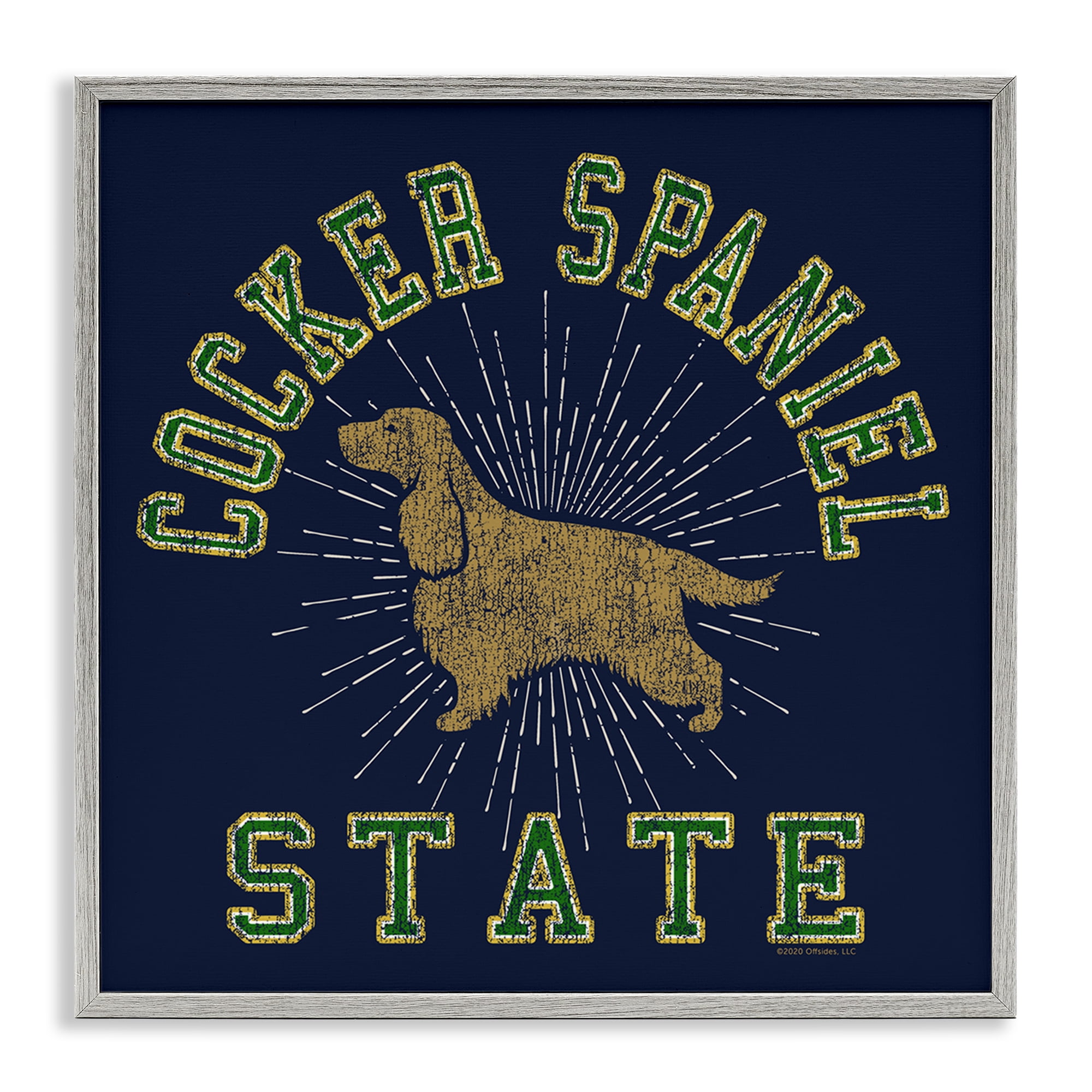 Stupell Industries Cocker Spaniel State Novelty & Humor Painting Gray Framed Art Print Wall Art, 12 x 12