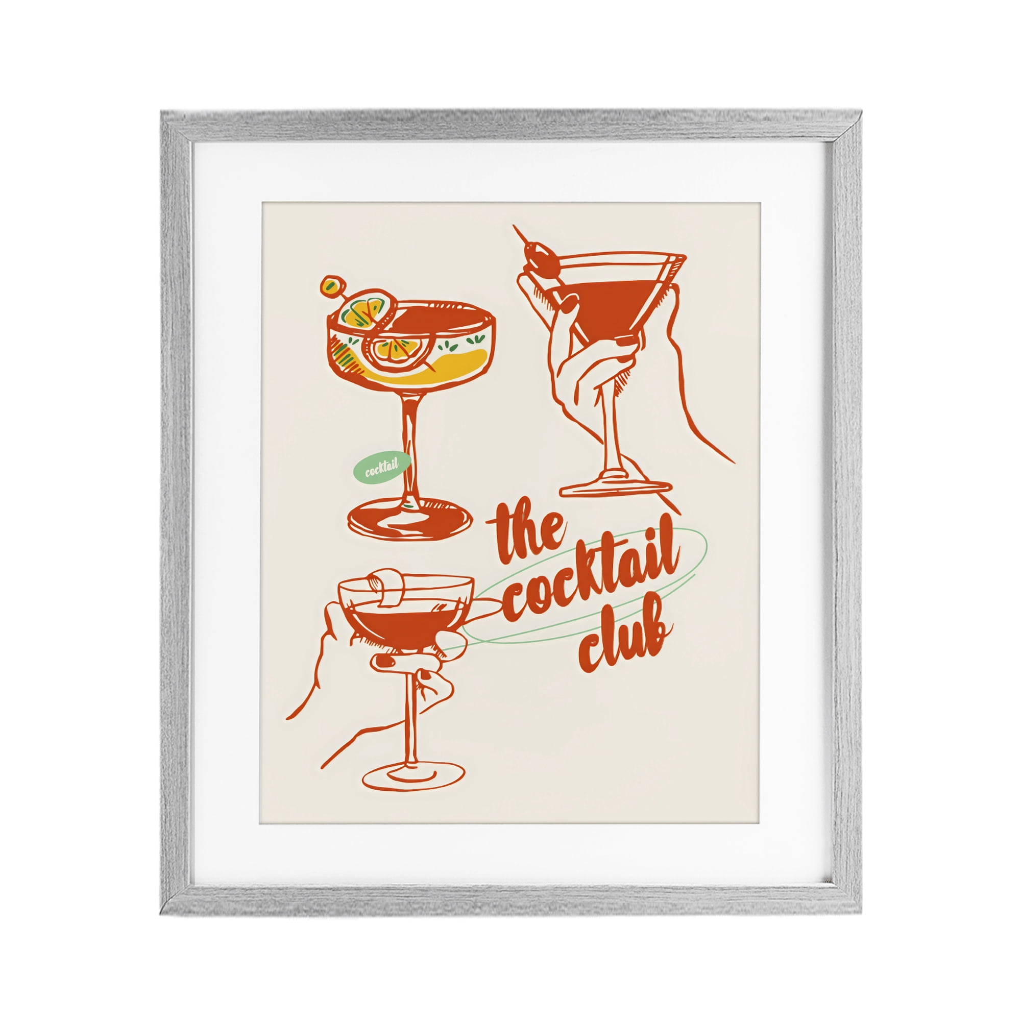 Stupell Industries Cocktail Club Toasting Glasses Gray Framed Print Under Glass, design by The Prints Vibe